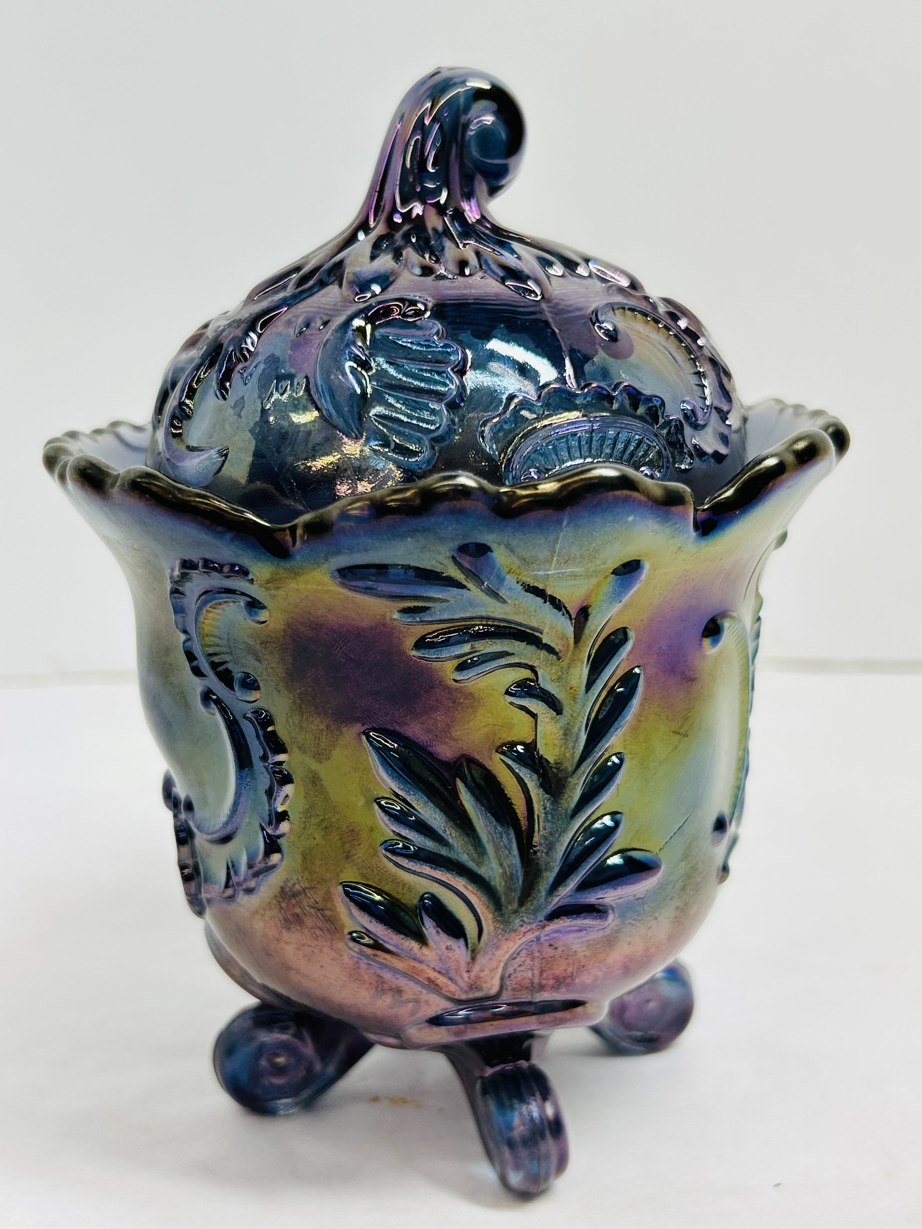 IMPERIAL BLUE CARNIVAL JAR, 1960S