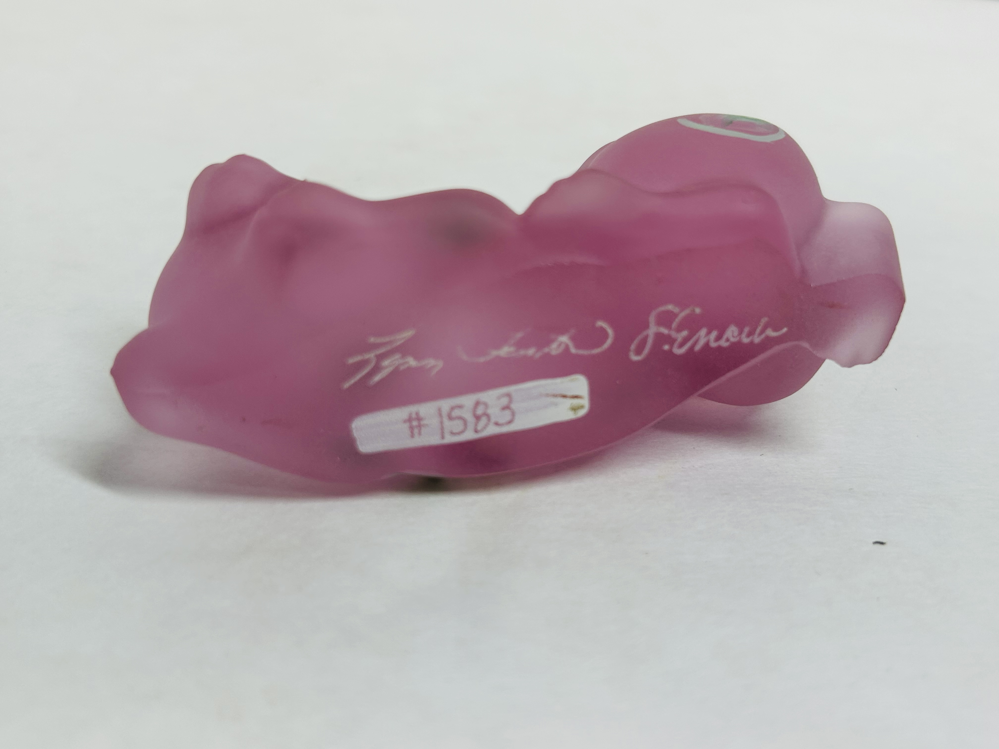 FENTON ROSE SATIN GLASS CAT, 2004
