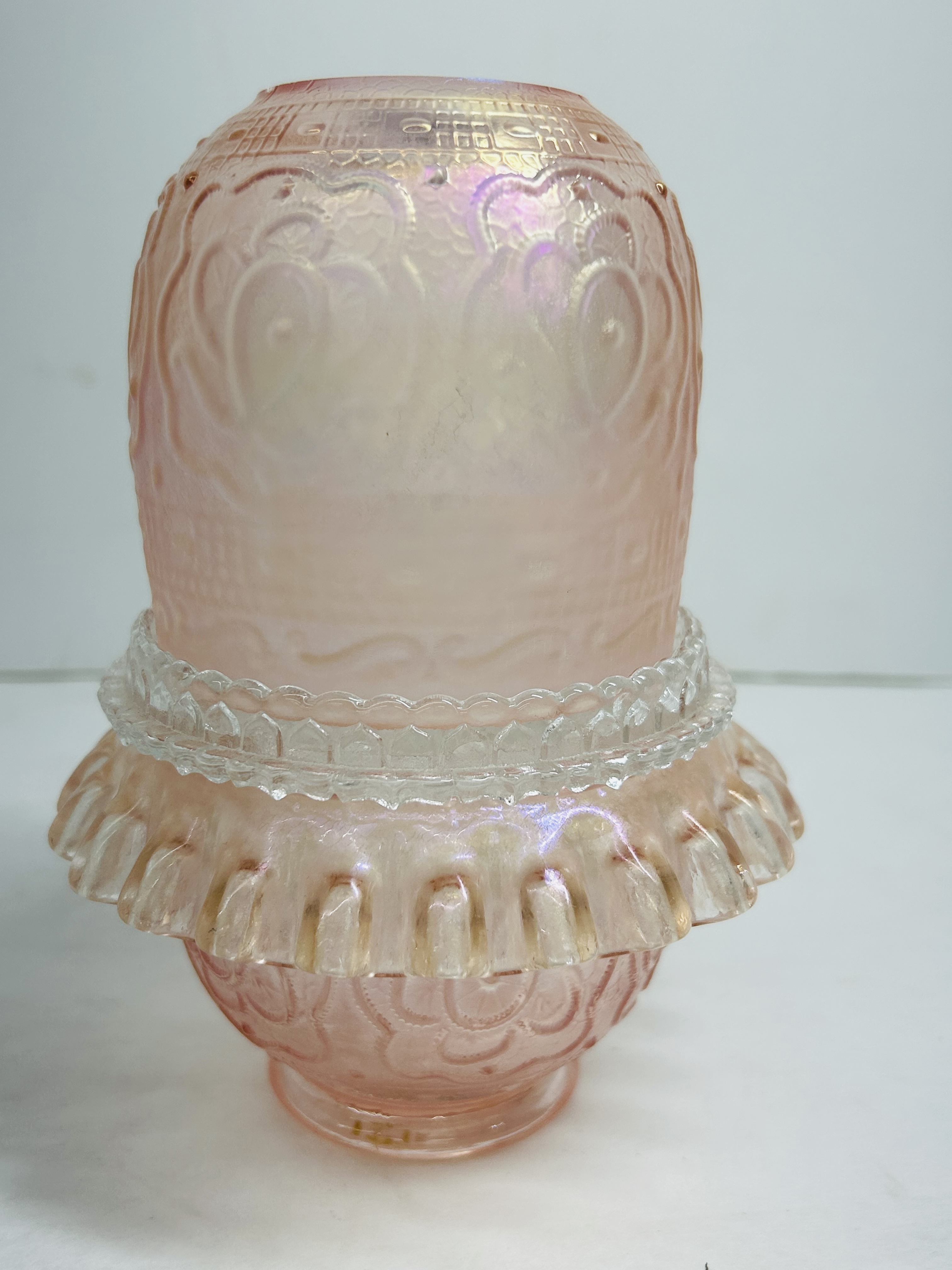 FENTON PINK IRIDESCENT FAIRY LAMP