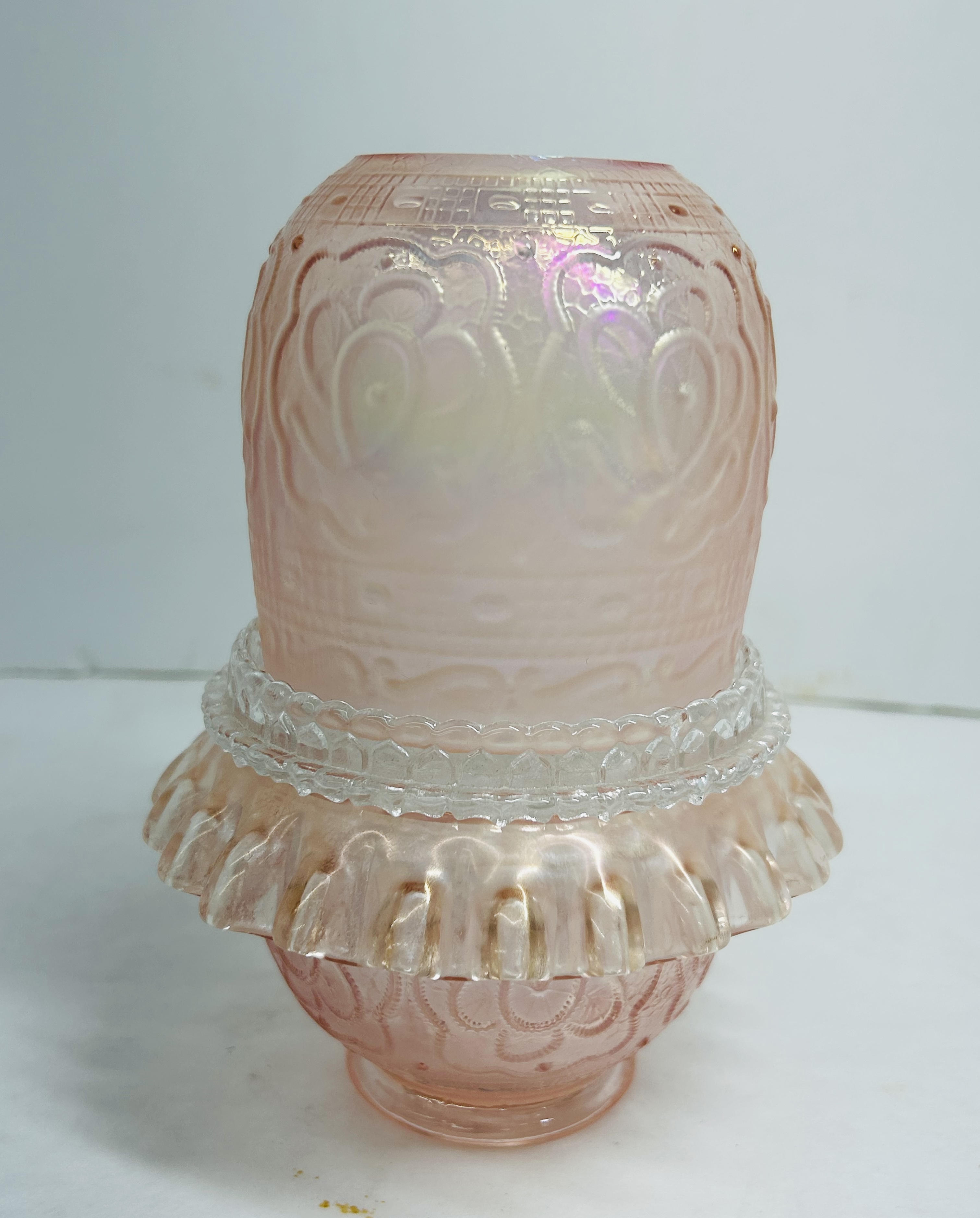 FENTON PINK IRIDESCENT FAIRY LAMP