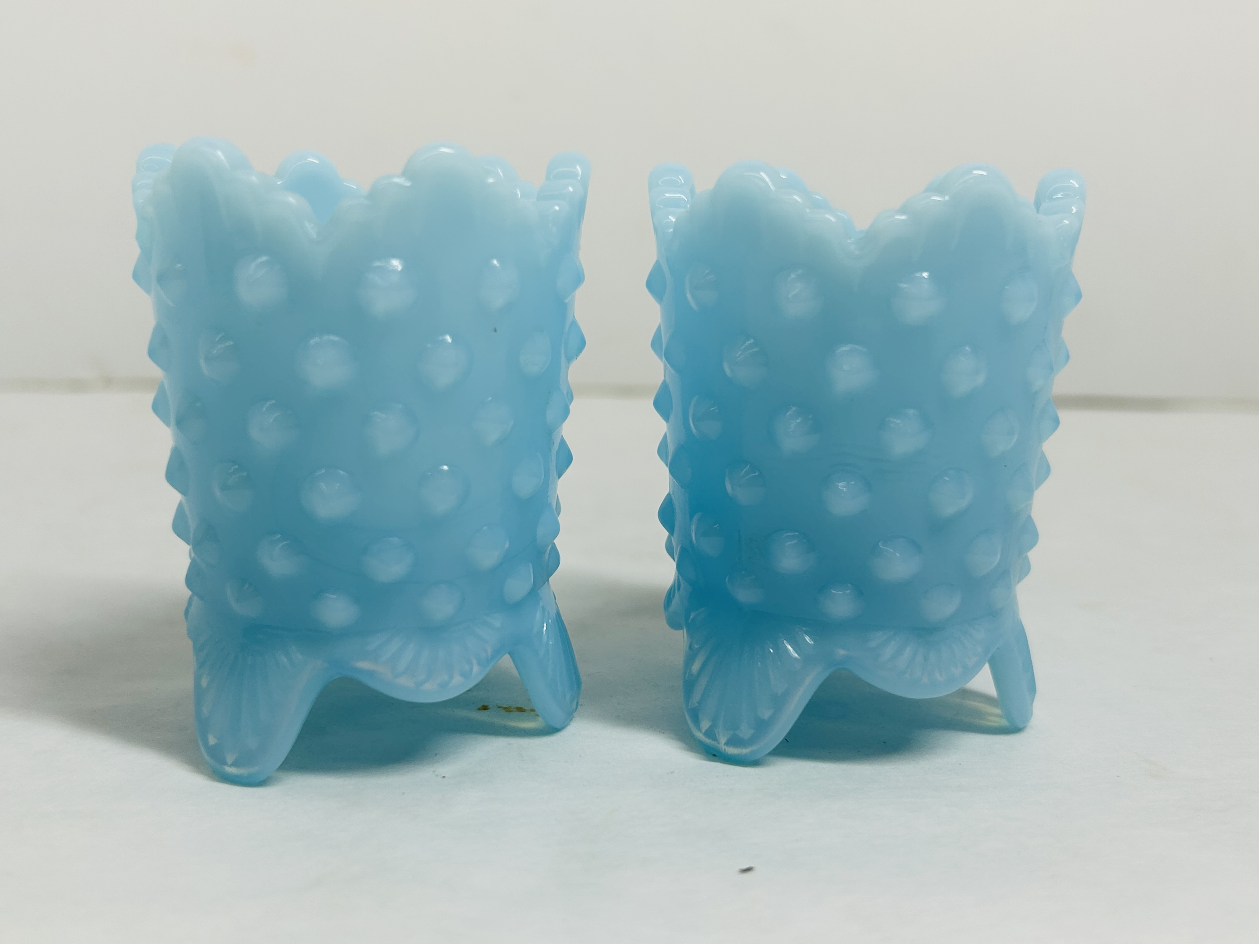 FENTON BLUE HOBNAIL HOLDERS