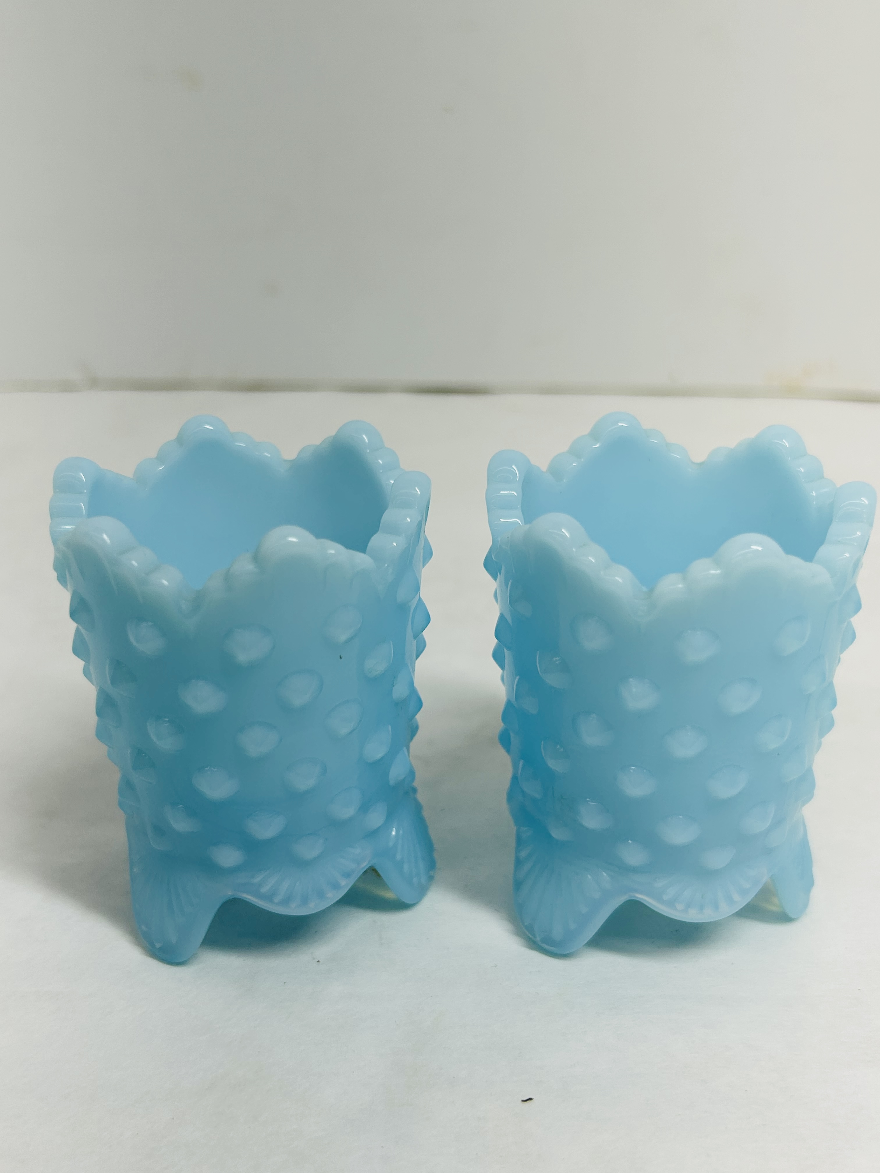 FENTON BLUE HOBNAIL HOLDERS