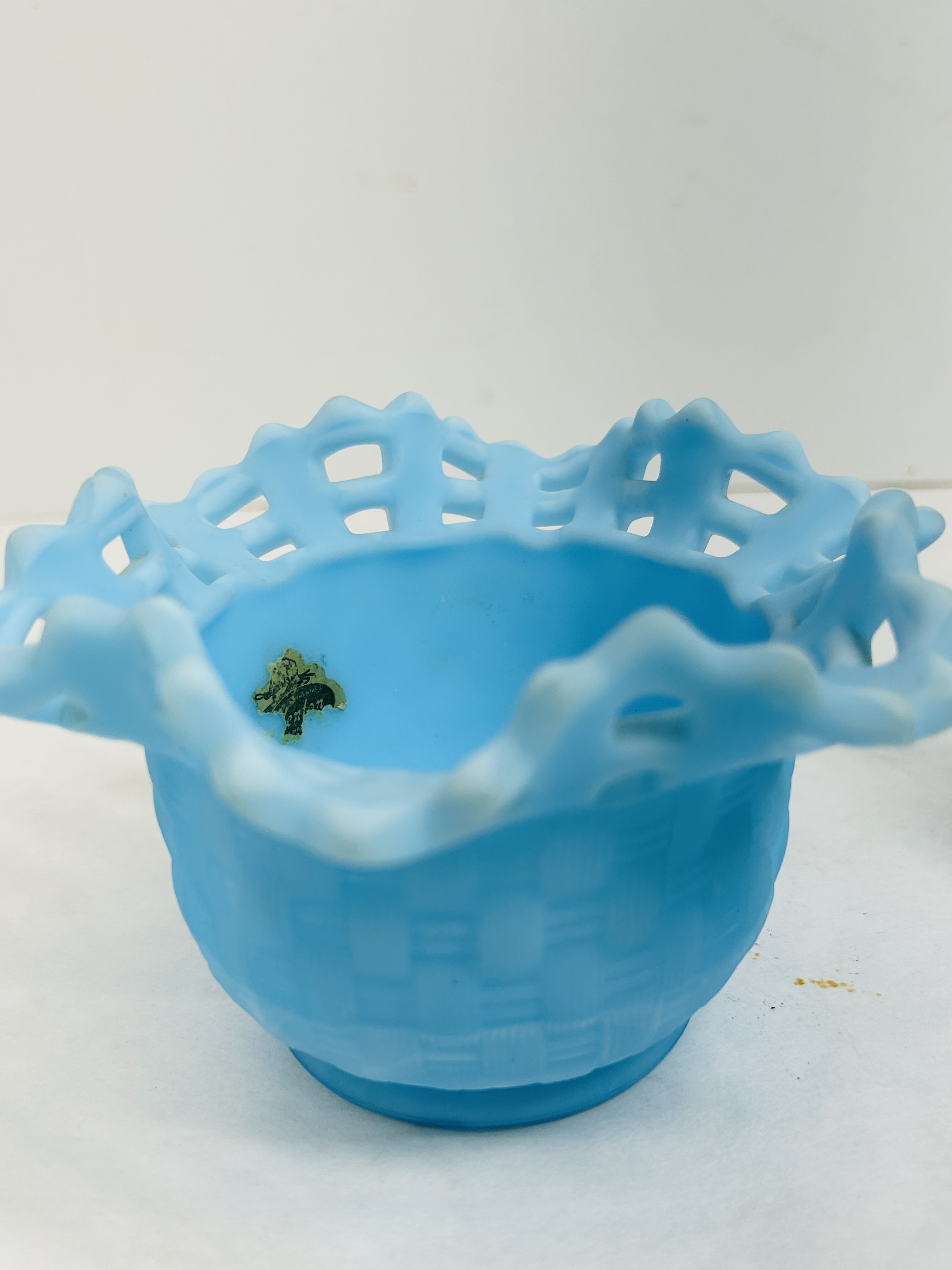 FENTON BLUE SATIN PAIR, CIRCA 1970