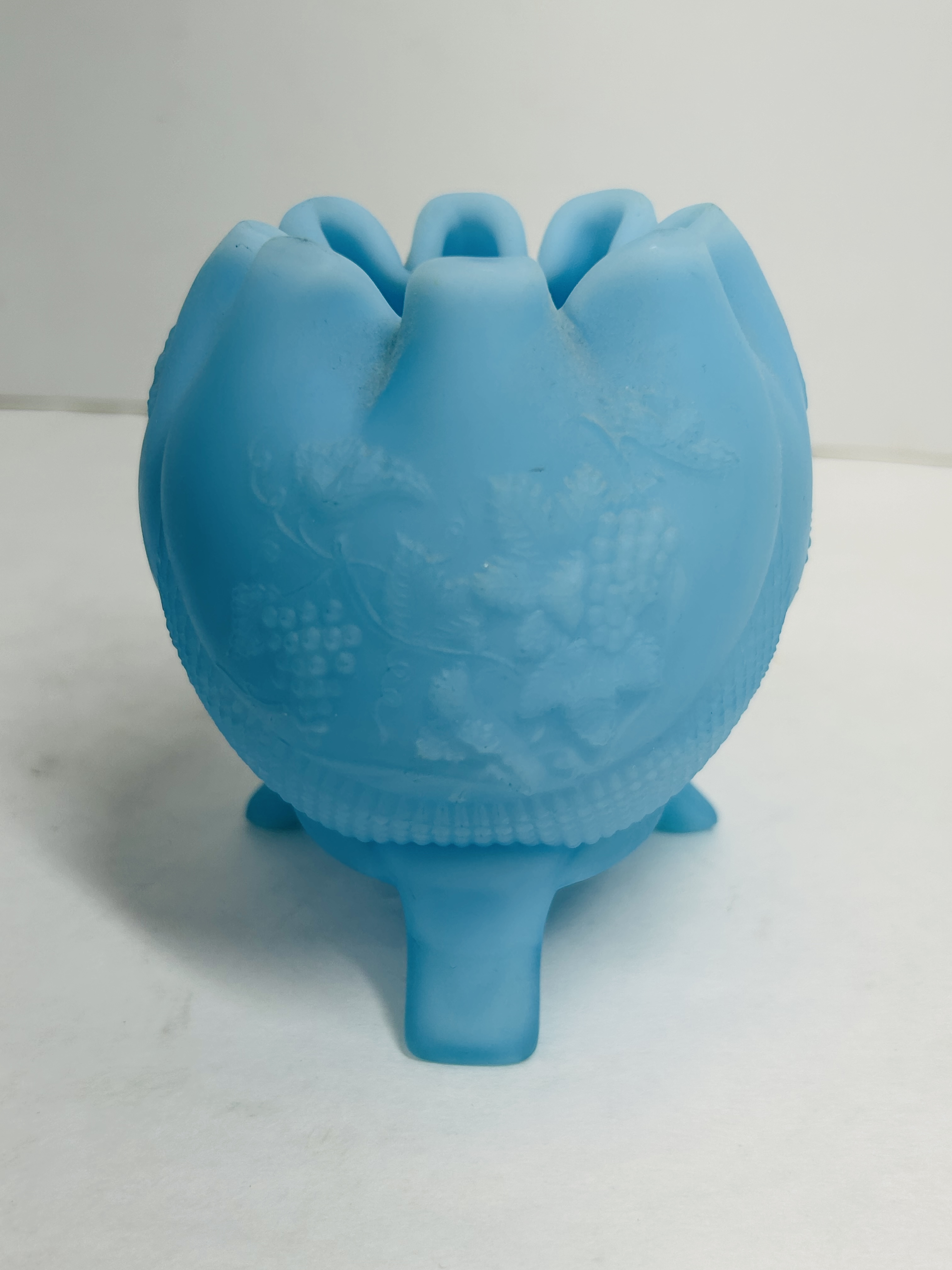 FENTON BLUE SATIN BOWL