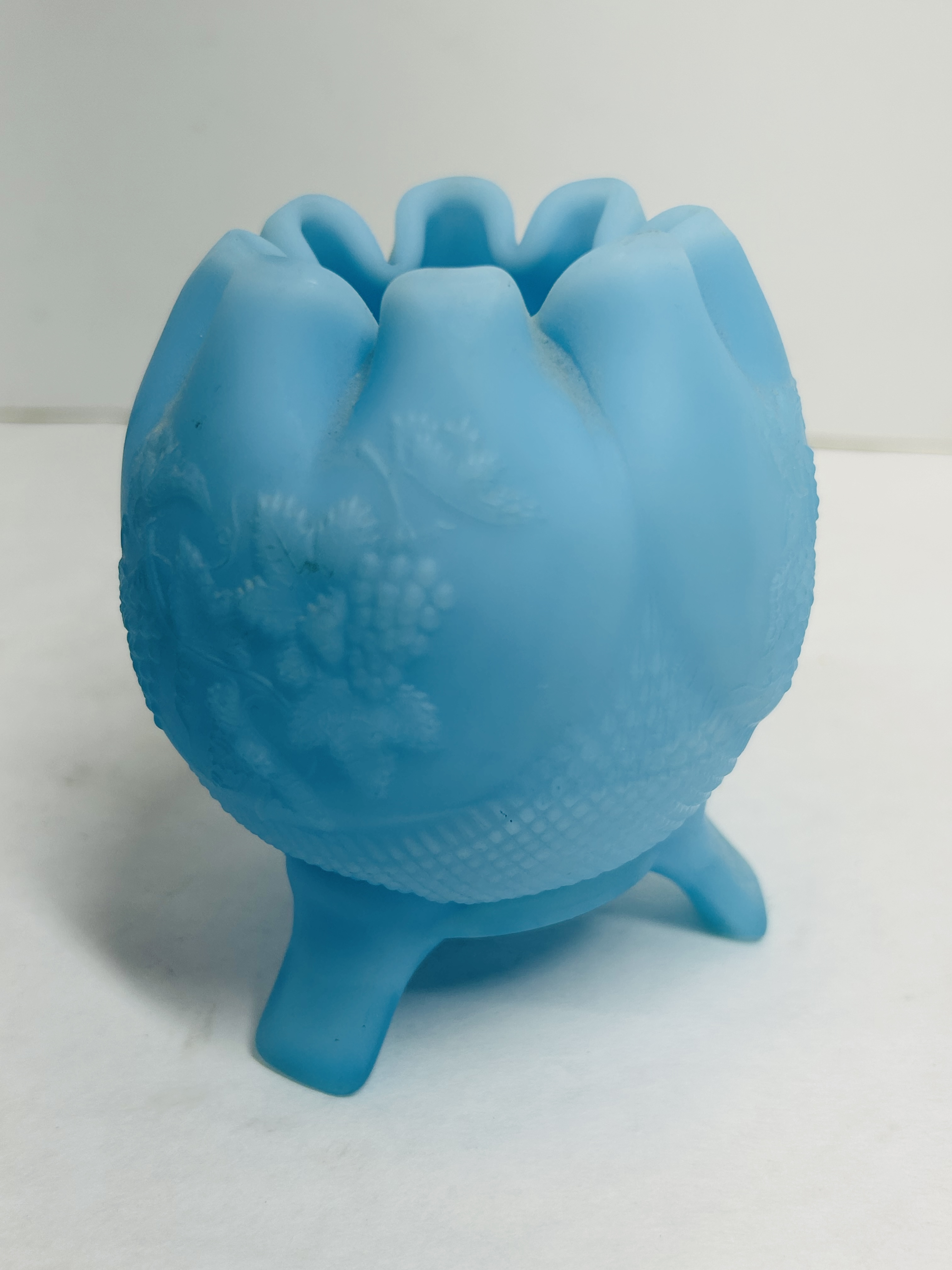 FENTON BLUE SATIN BOWL