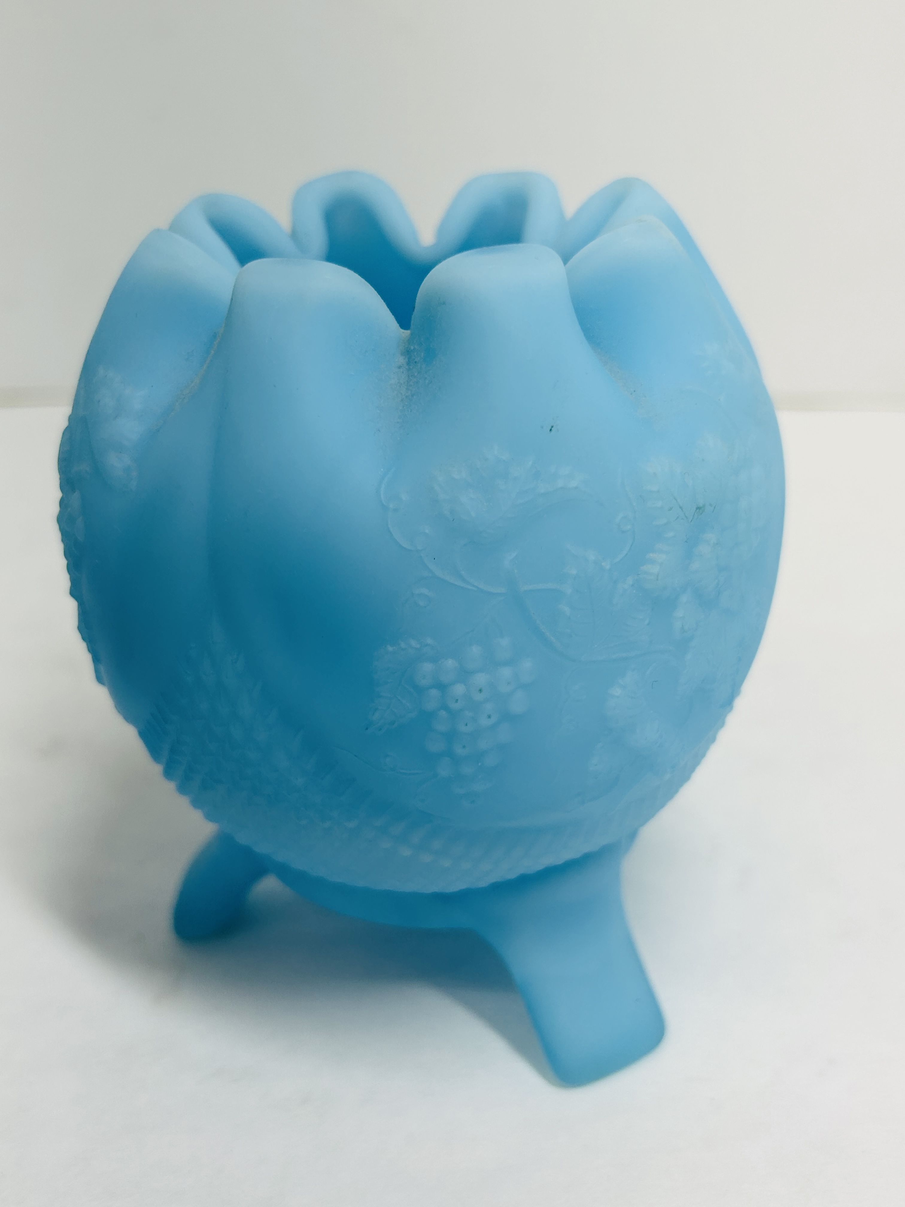 FENTON BLUE SATIN BOWL