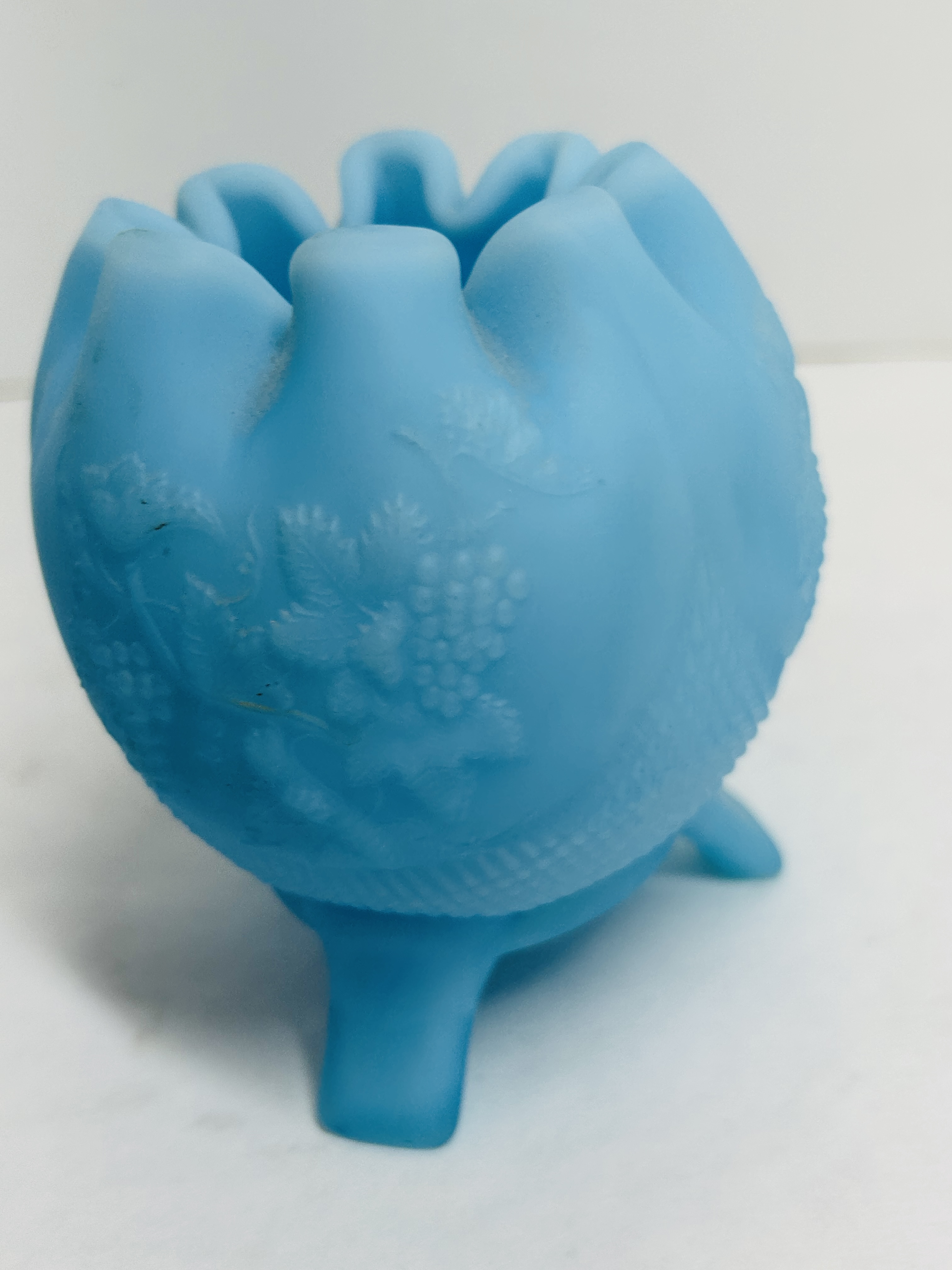 FENTON BLUE SATIN BOWL