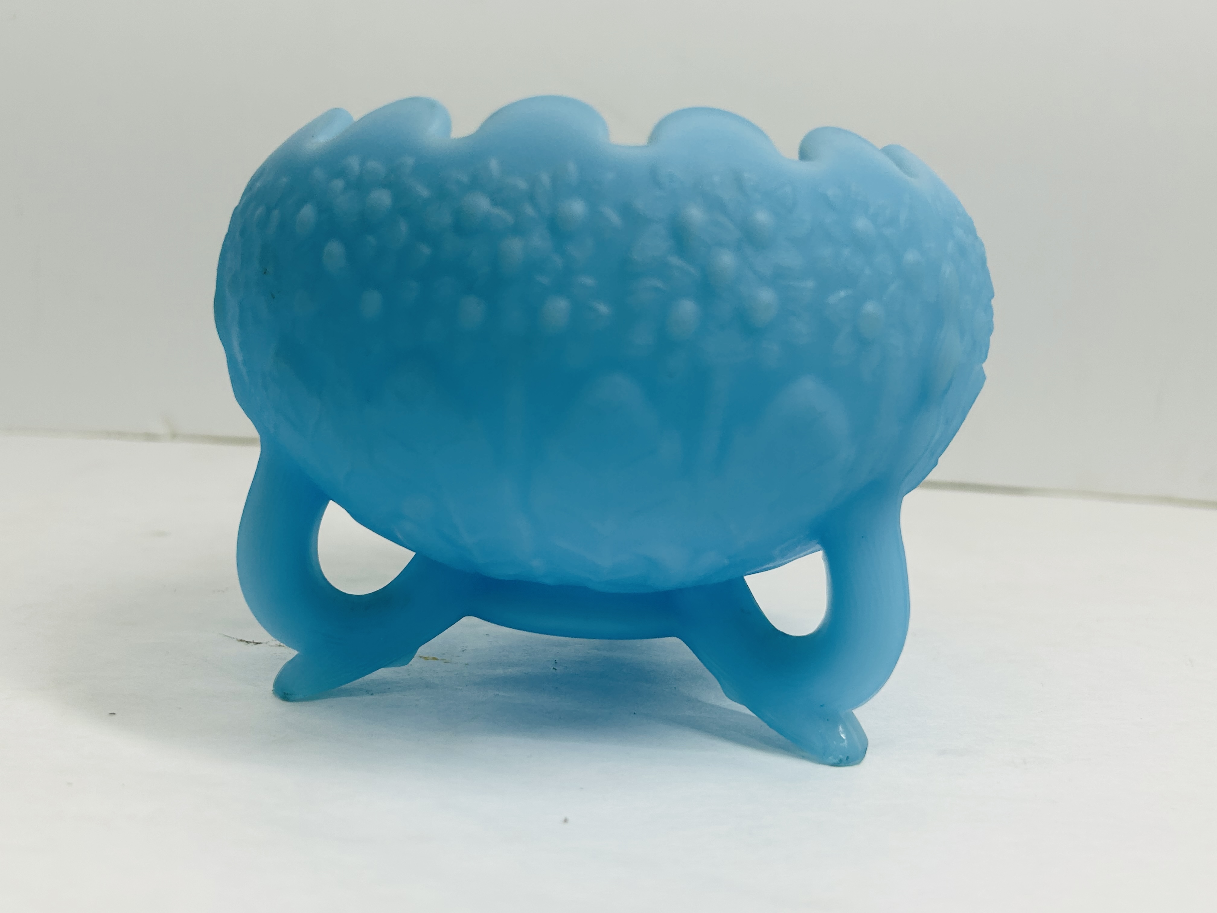 FENTON BLUE SATIN BOWL