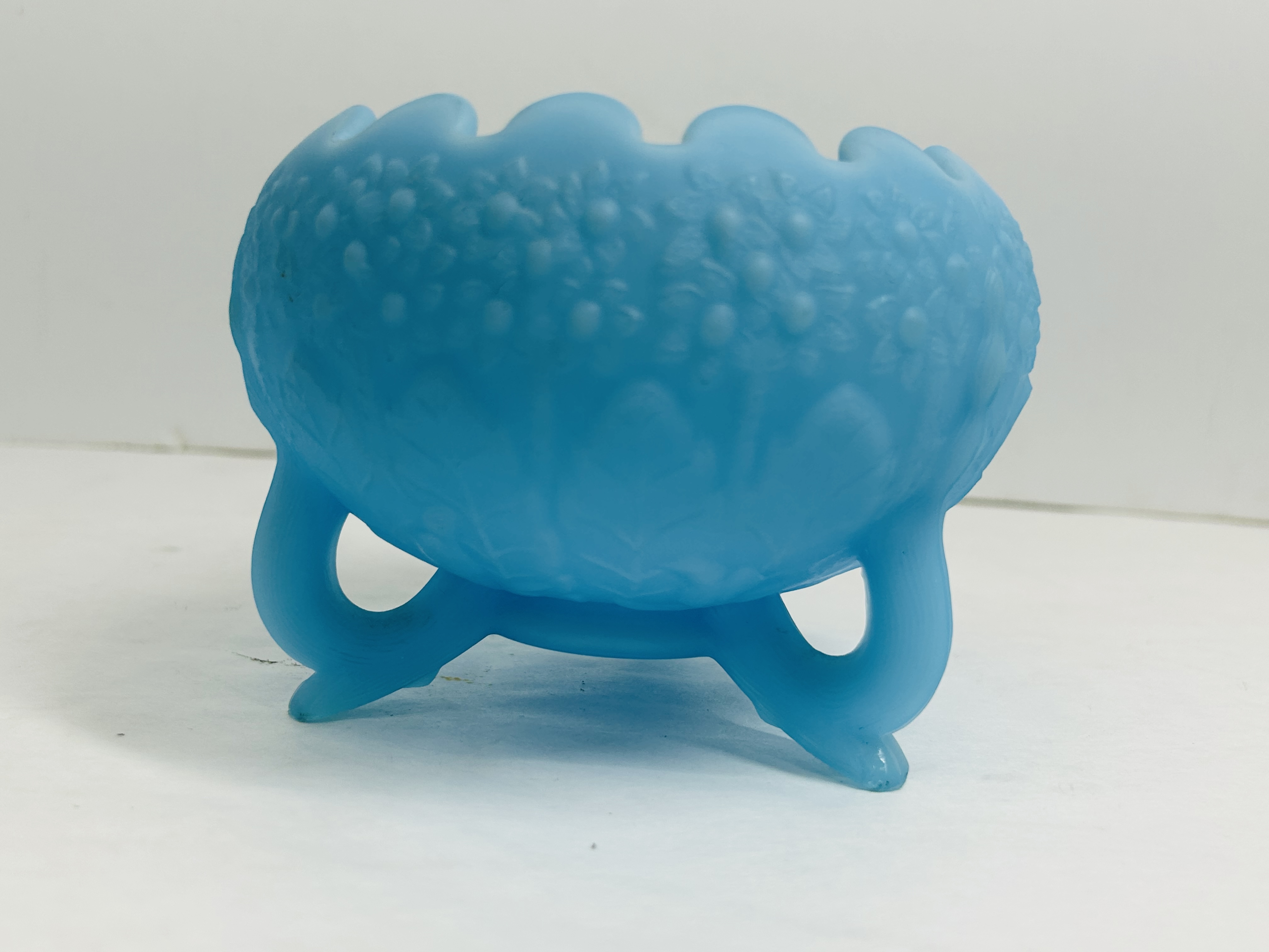 FENTON BLUE SATIN BOWL