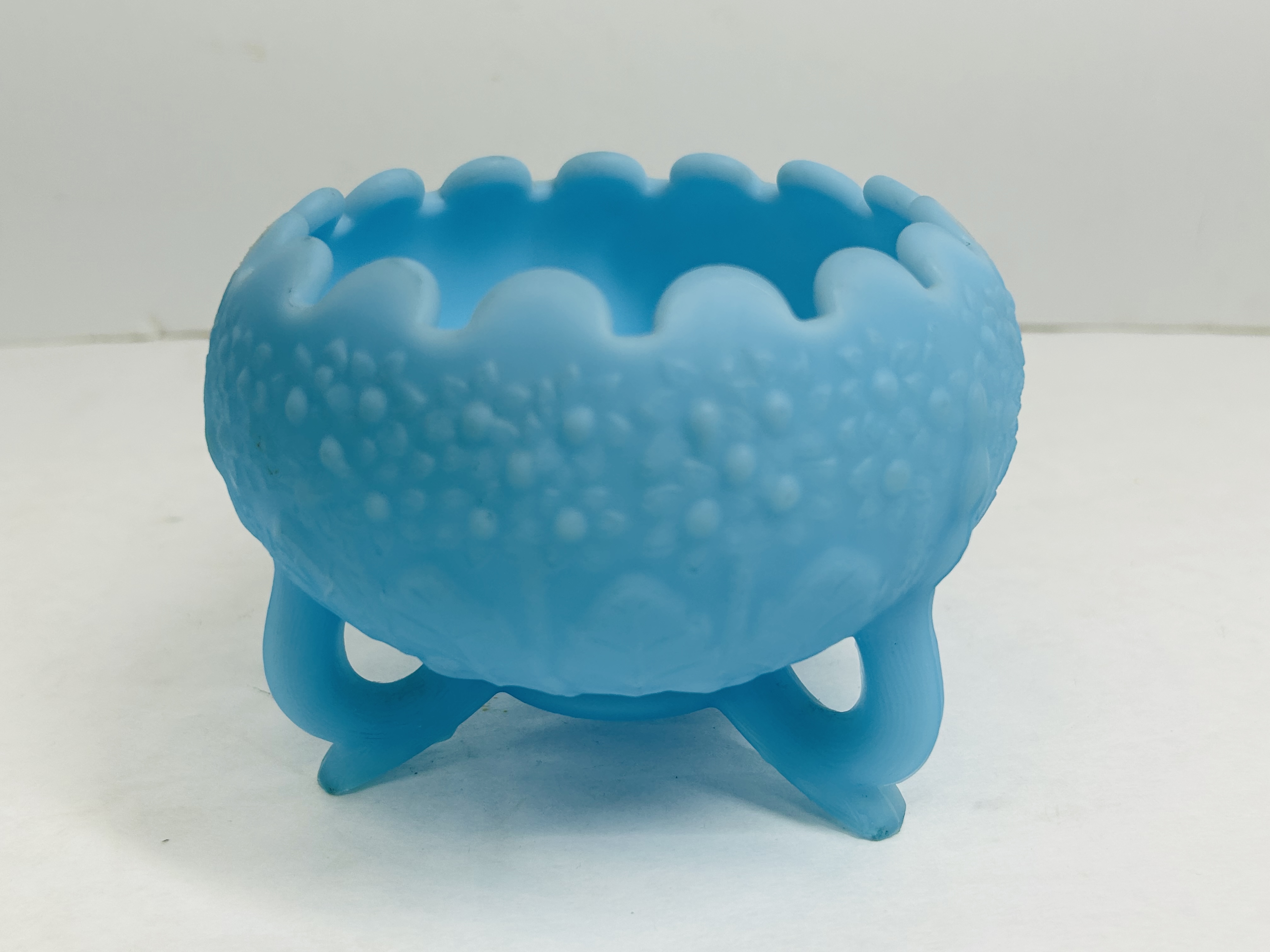 FENTON BLUE SATIN BOWL