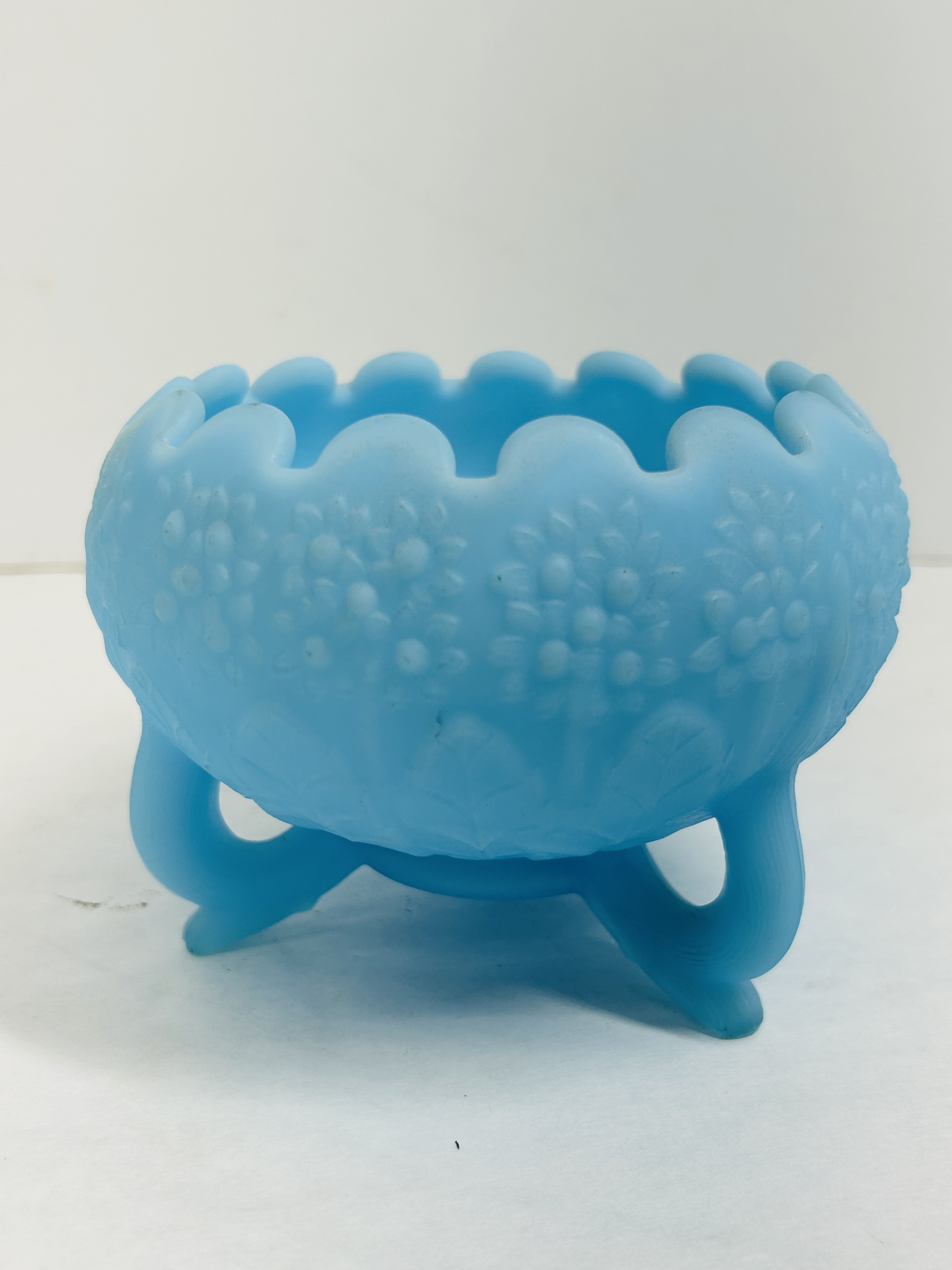 FENTON BLUE SATIN BOWL