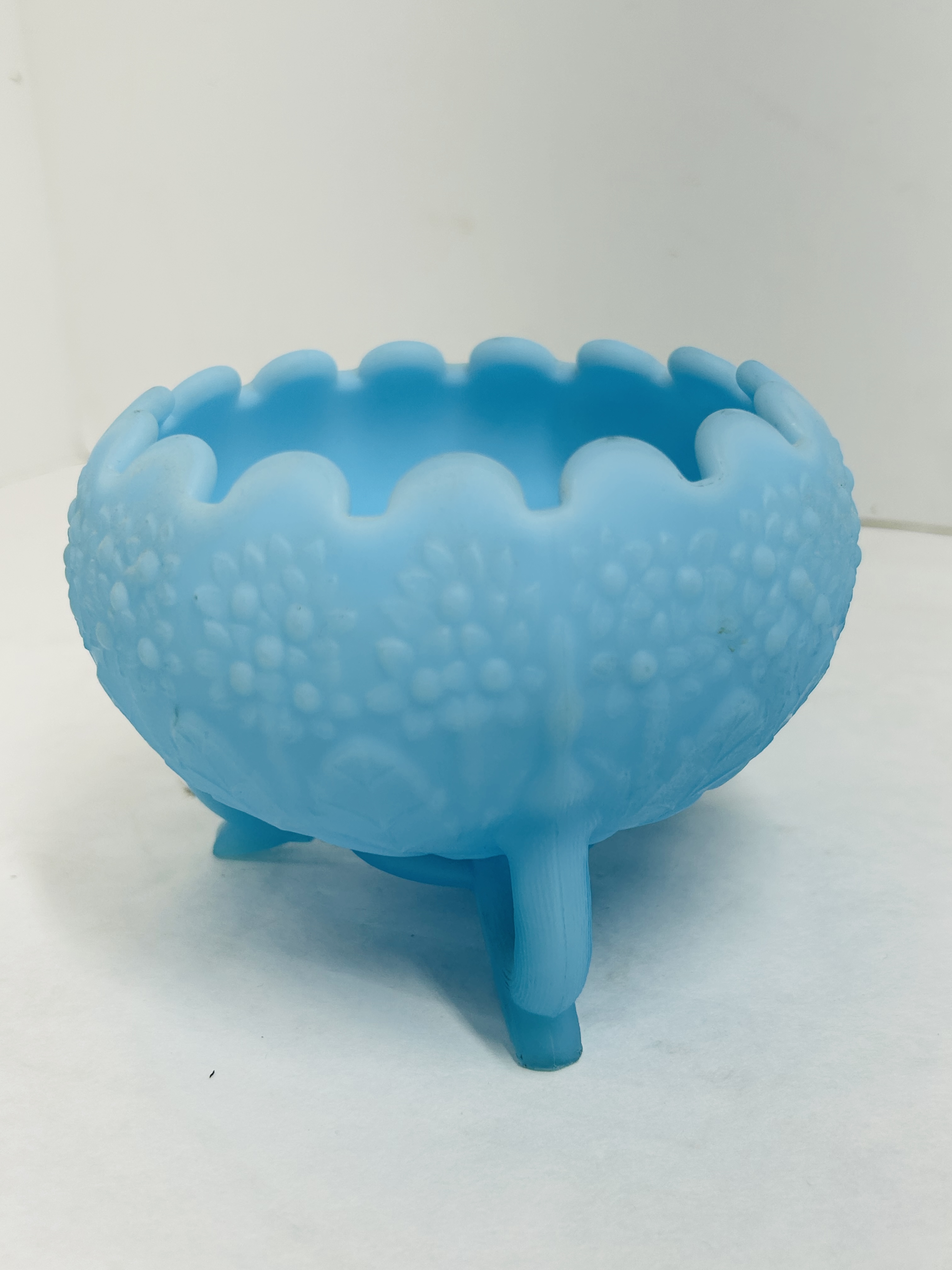 FENTON BLUE SATIN BOWL