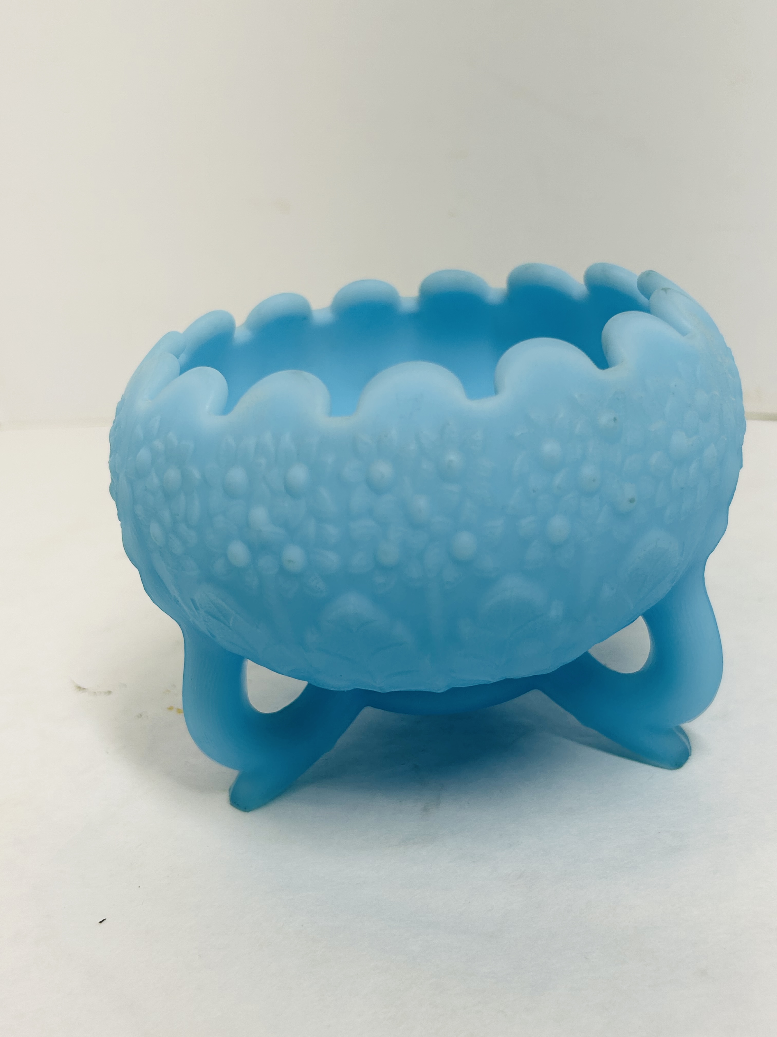 FENTON BLUE SATIN BOWL