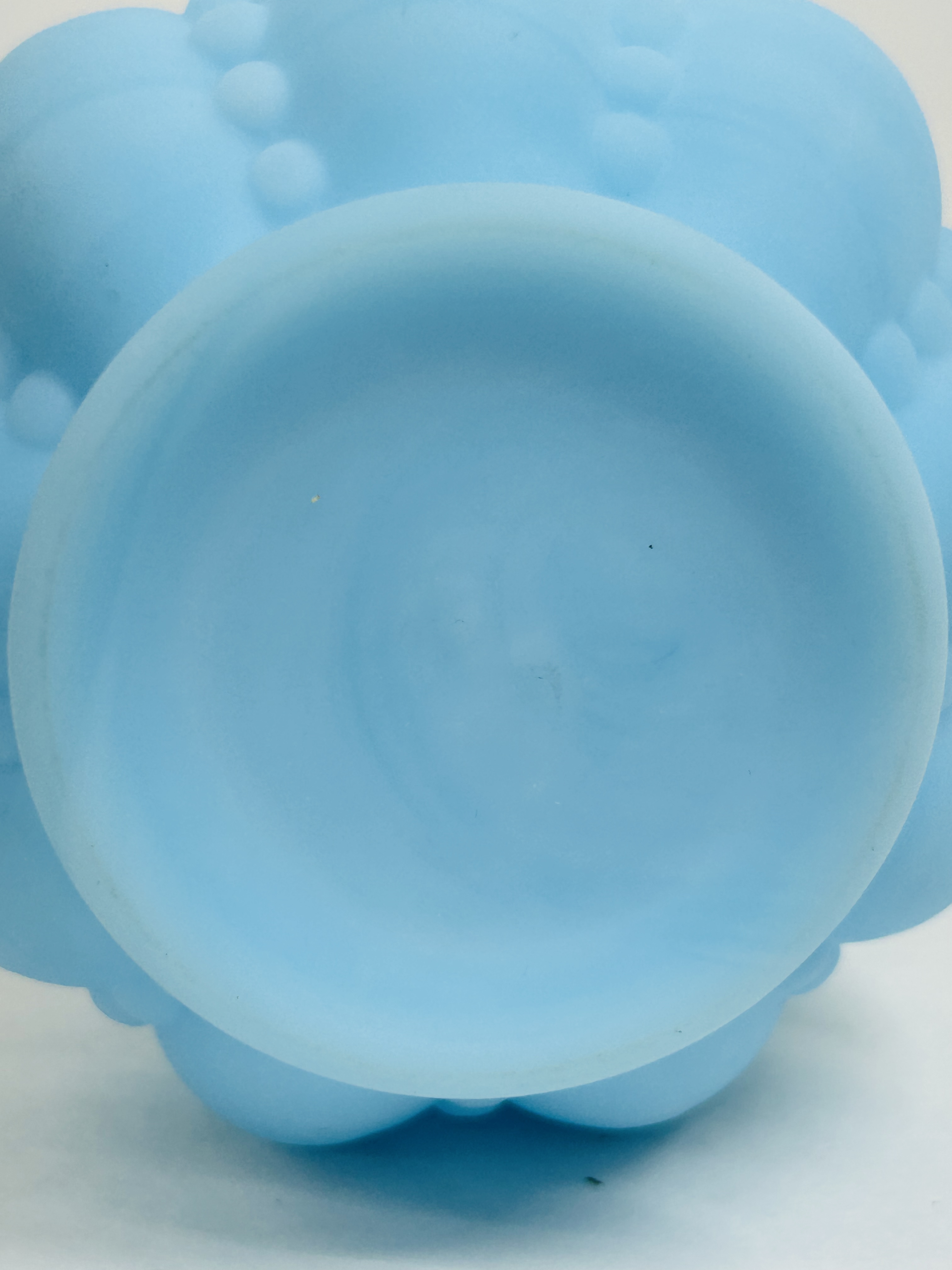 FENTON STYLE BLUE SATIN VASE, 1950S