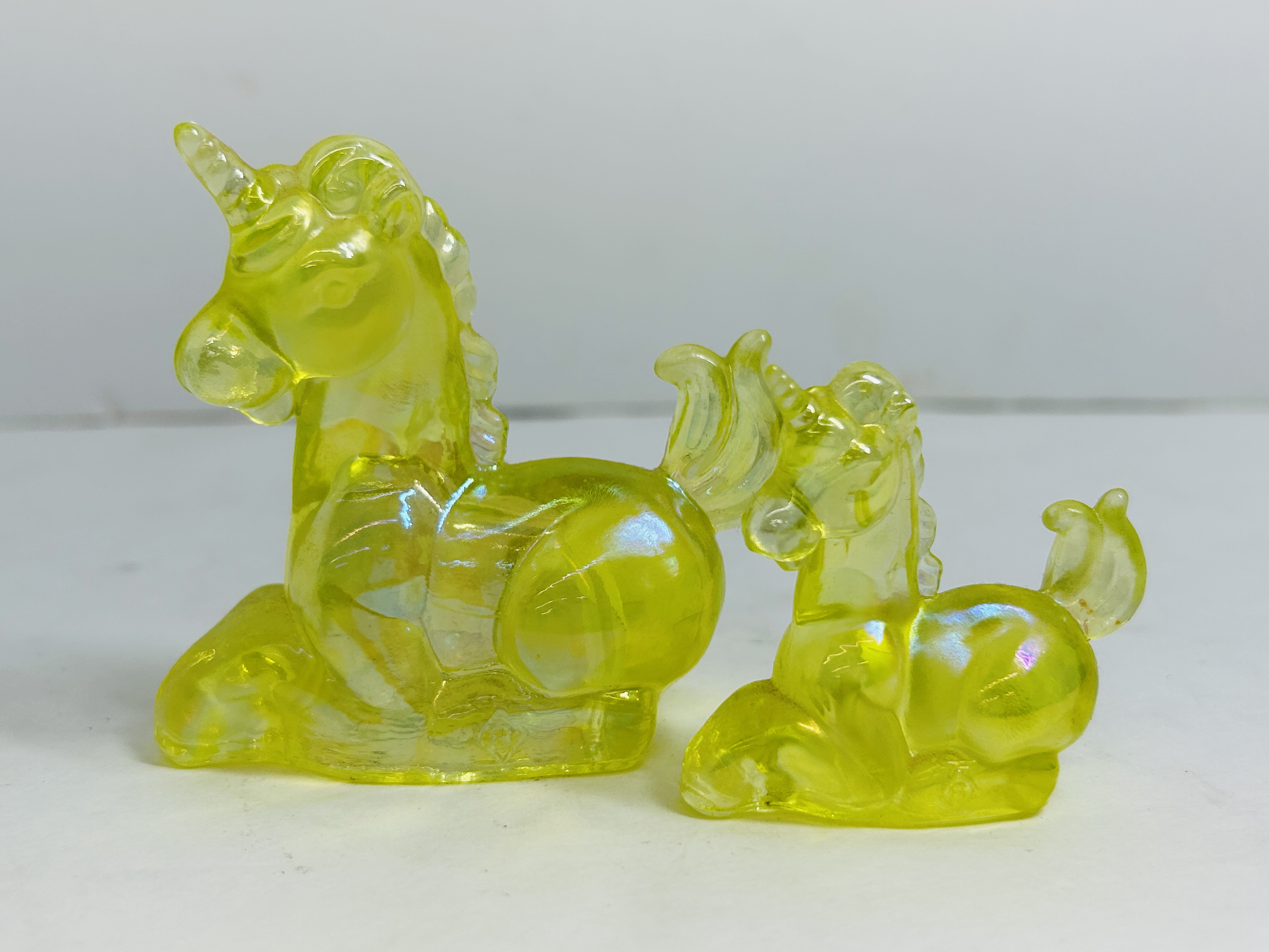 BOYD VASELINE GLASS UNICORN FIGURINES