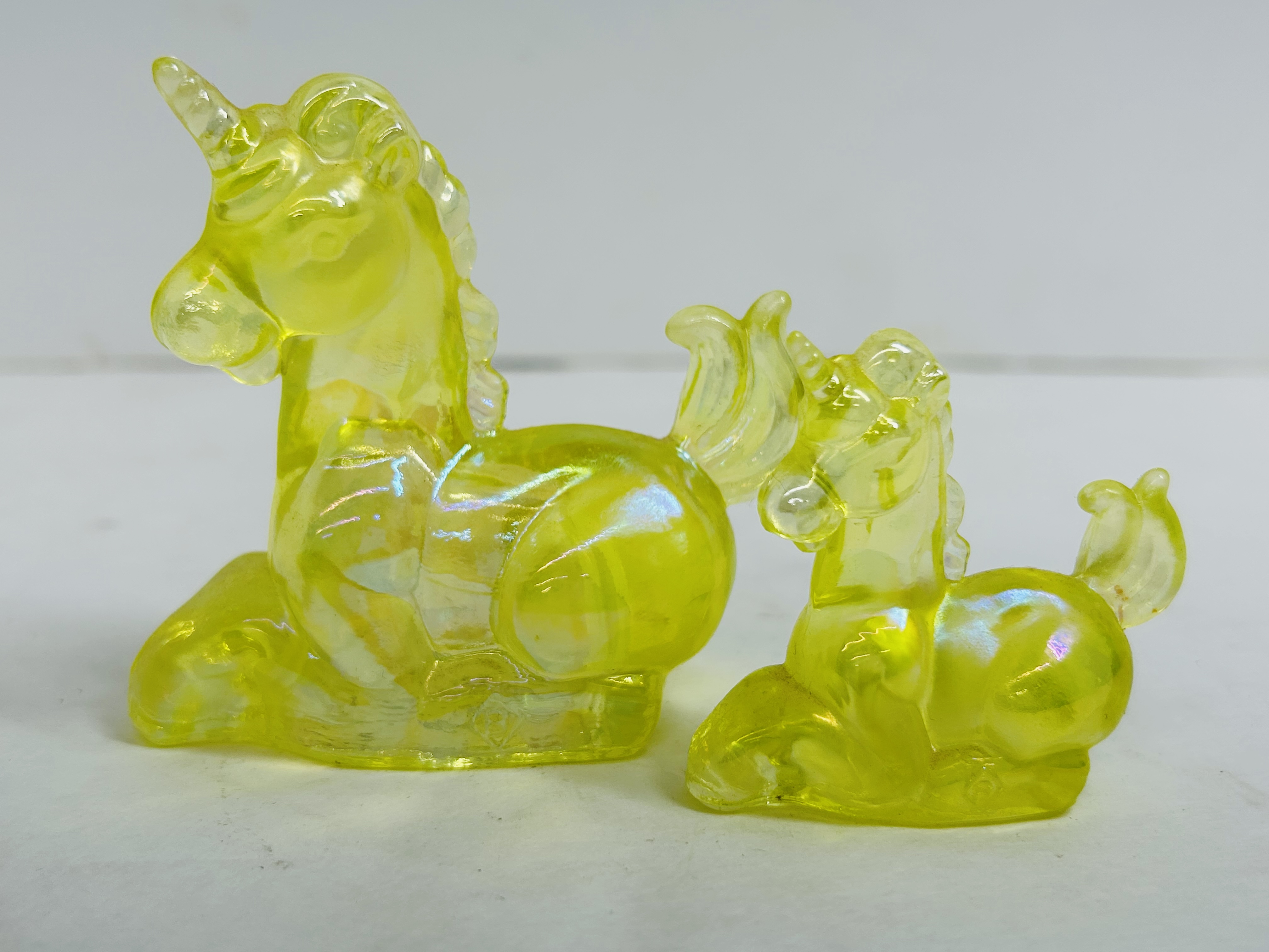 BOYD VASELINE GLASS UNICORN FIGURINES