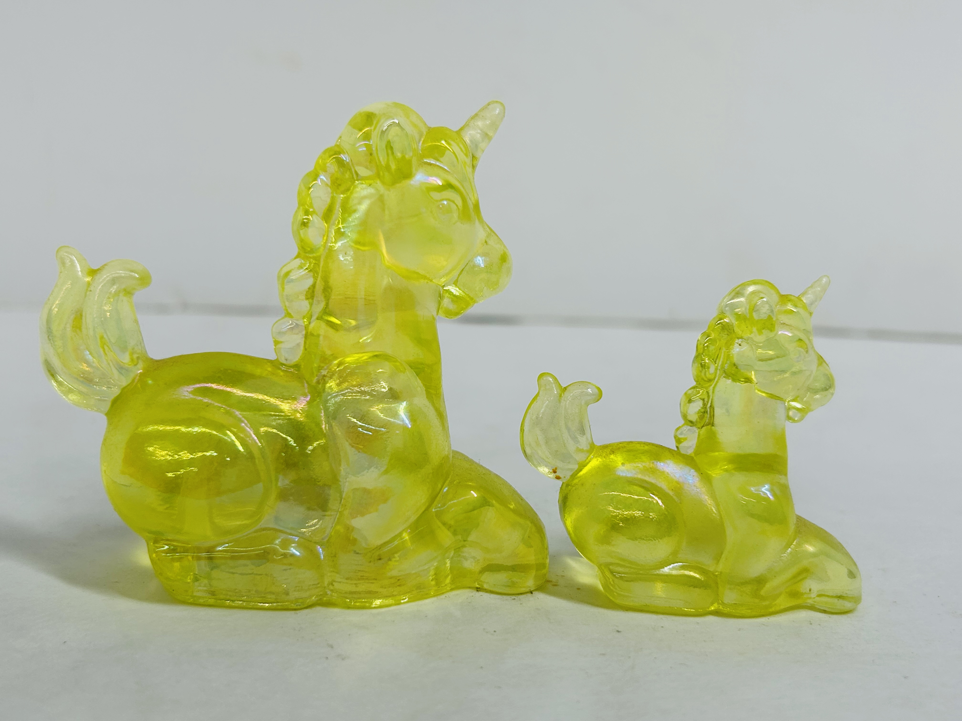 BOYD VASELINE GLASS UNICORN FIGURINES
