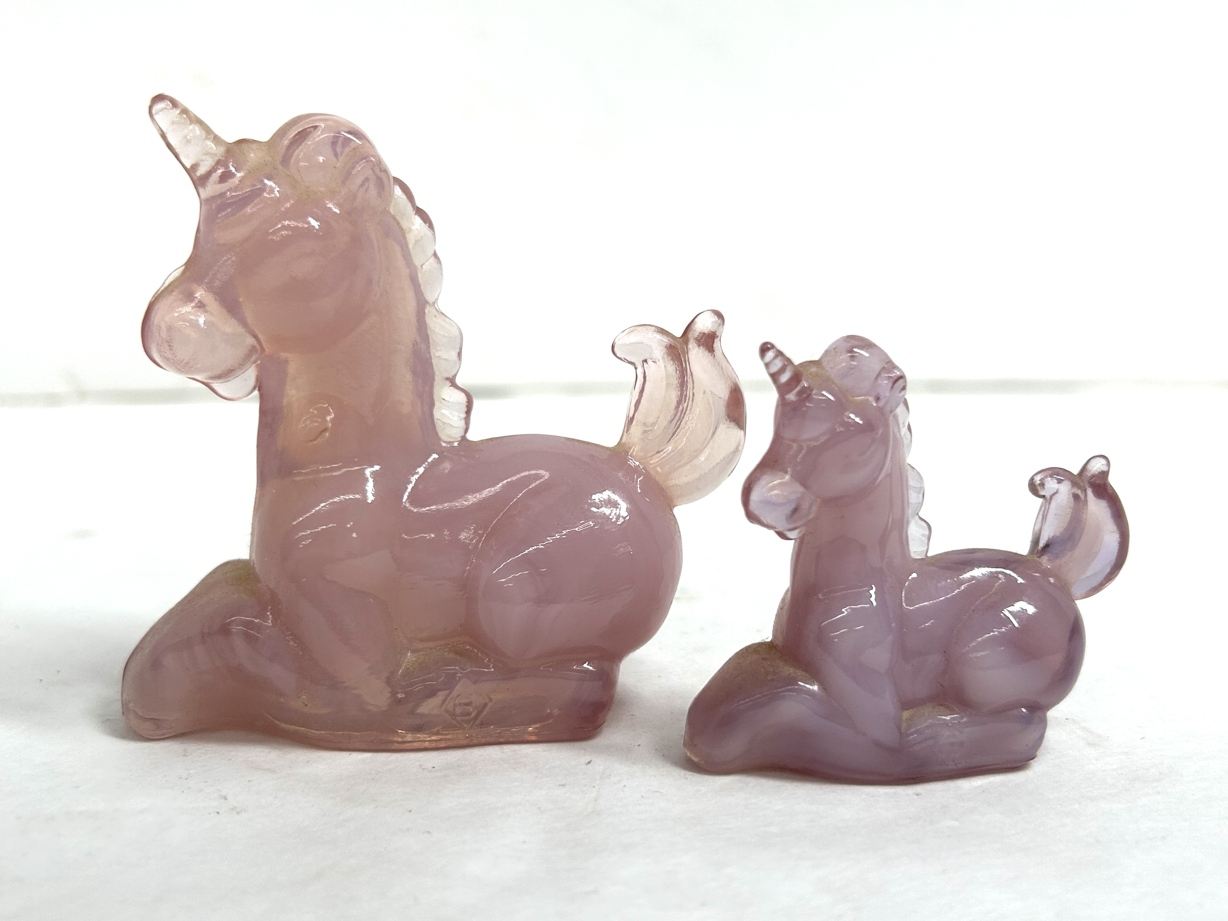 BOYD PINK GLASS UNICORN FIGURINES