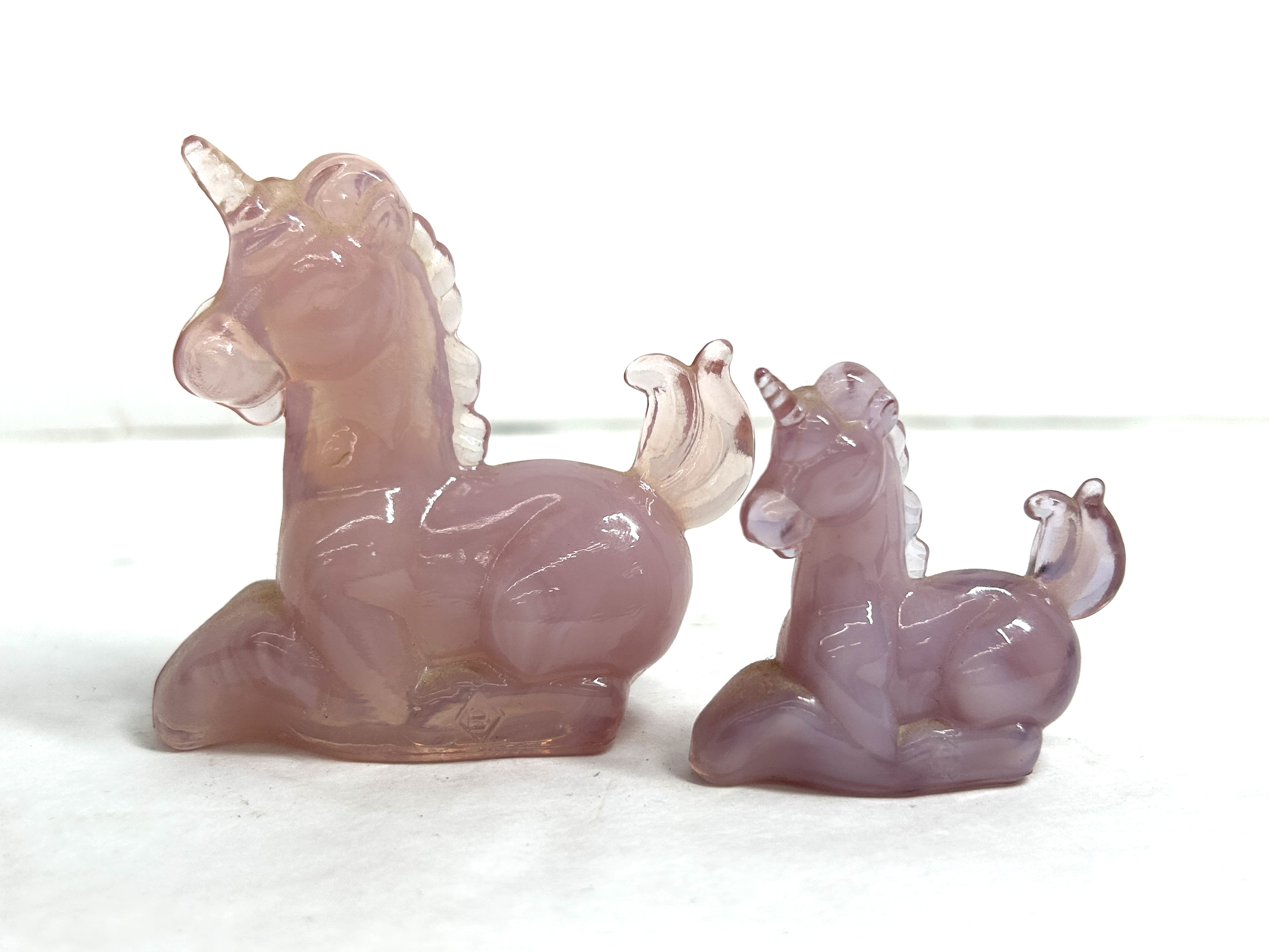 BOYD PINK GLASS UNICORN FIGURINES
