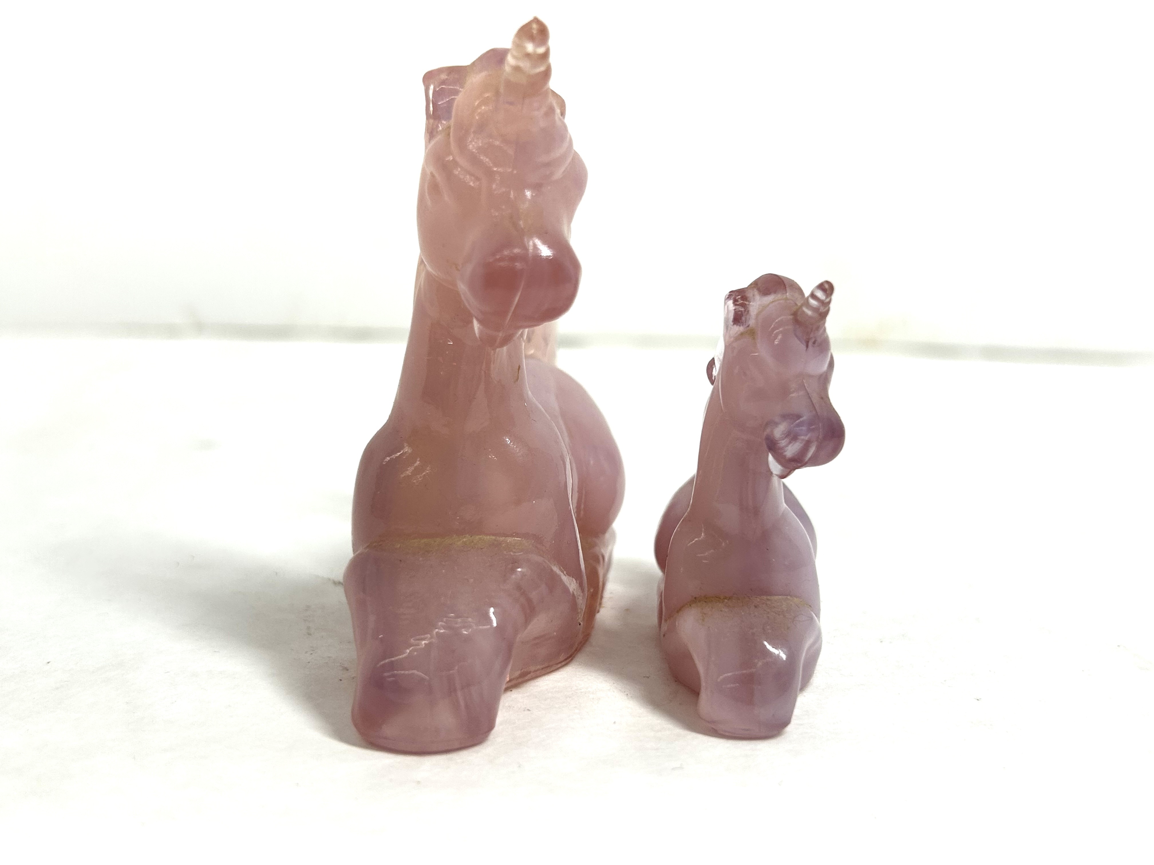 BOYD PINK GLASS UNICORN FIGURINES