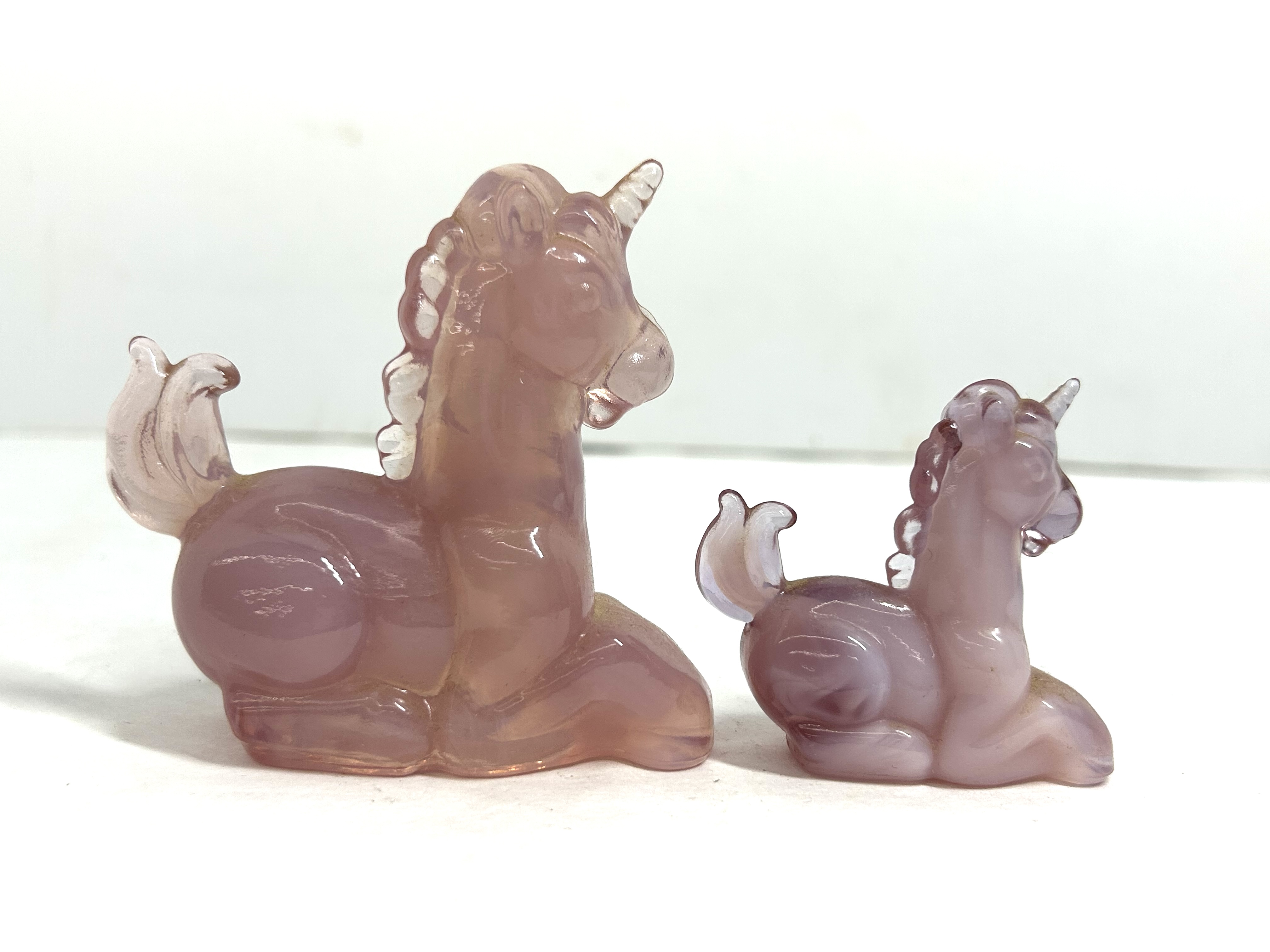 BOYD PINK GLASS UNICORN FIGURINES