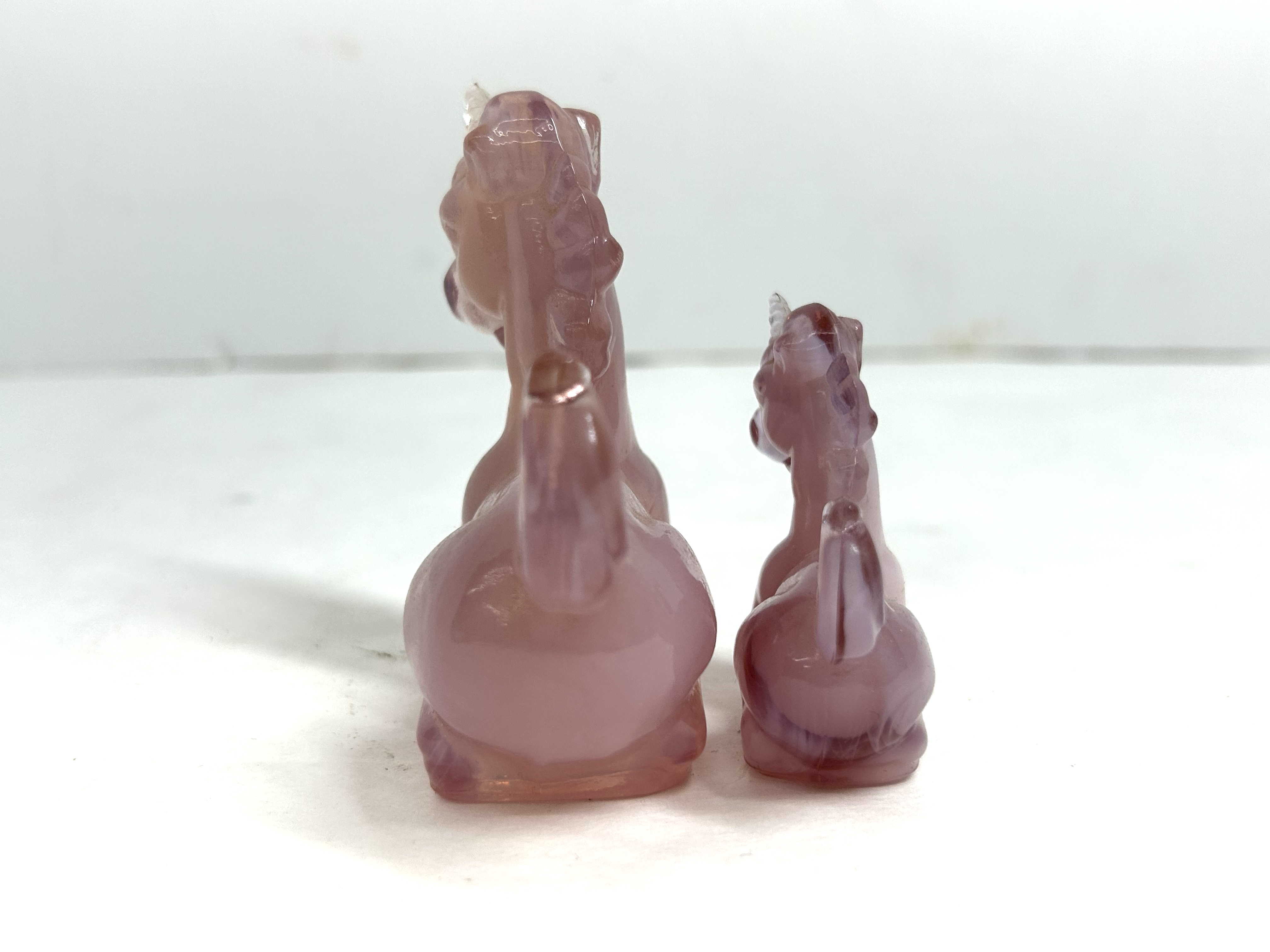 BOYD PINK GLASS UNICORN FIGURINES