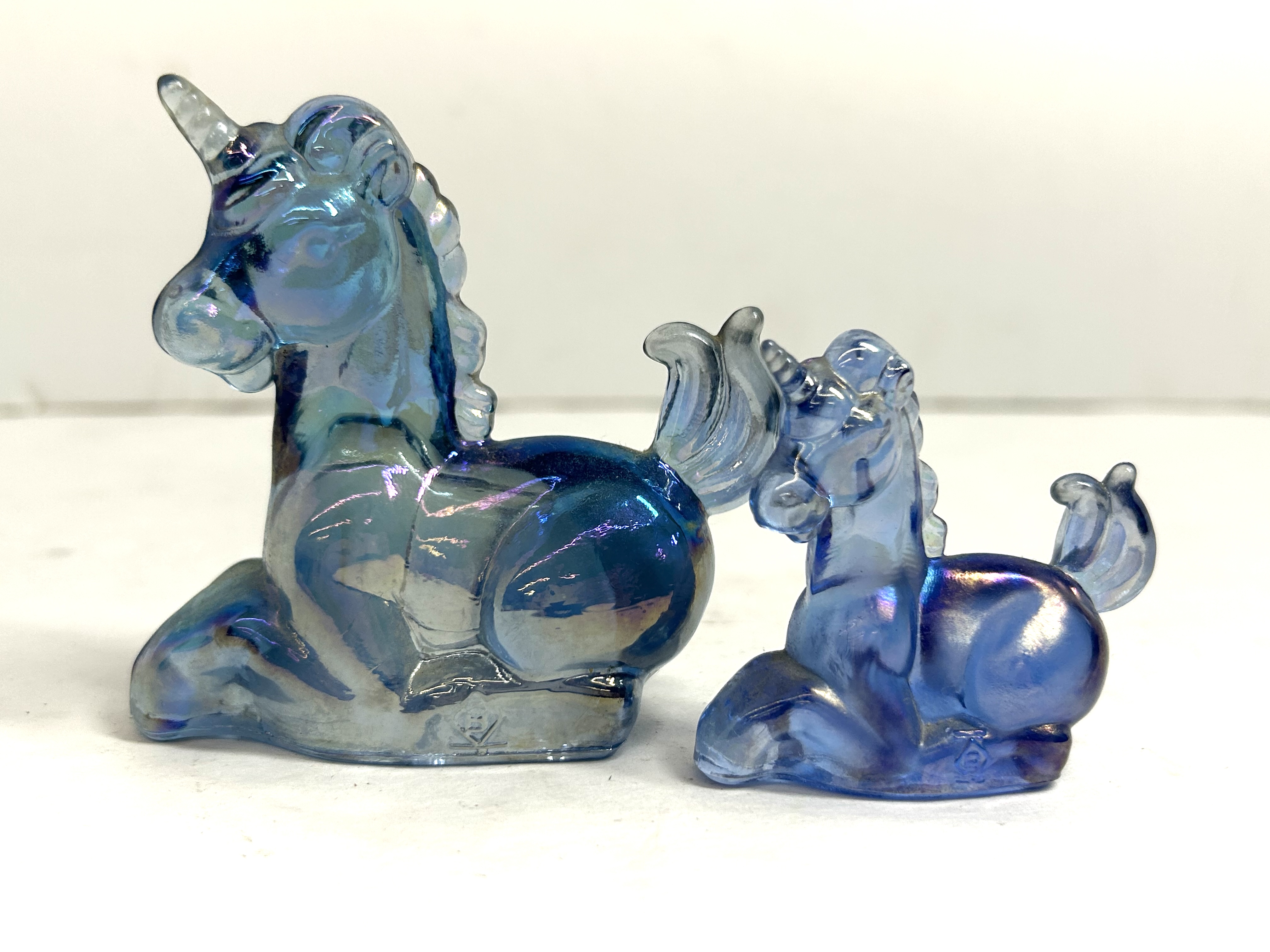 BOYD BLUE GLASS UNICORNS LATE 20TH CENTURY