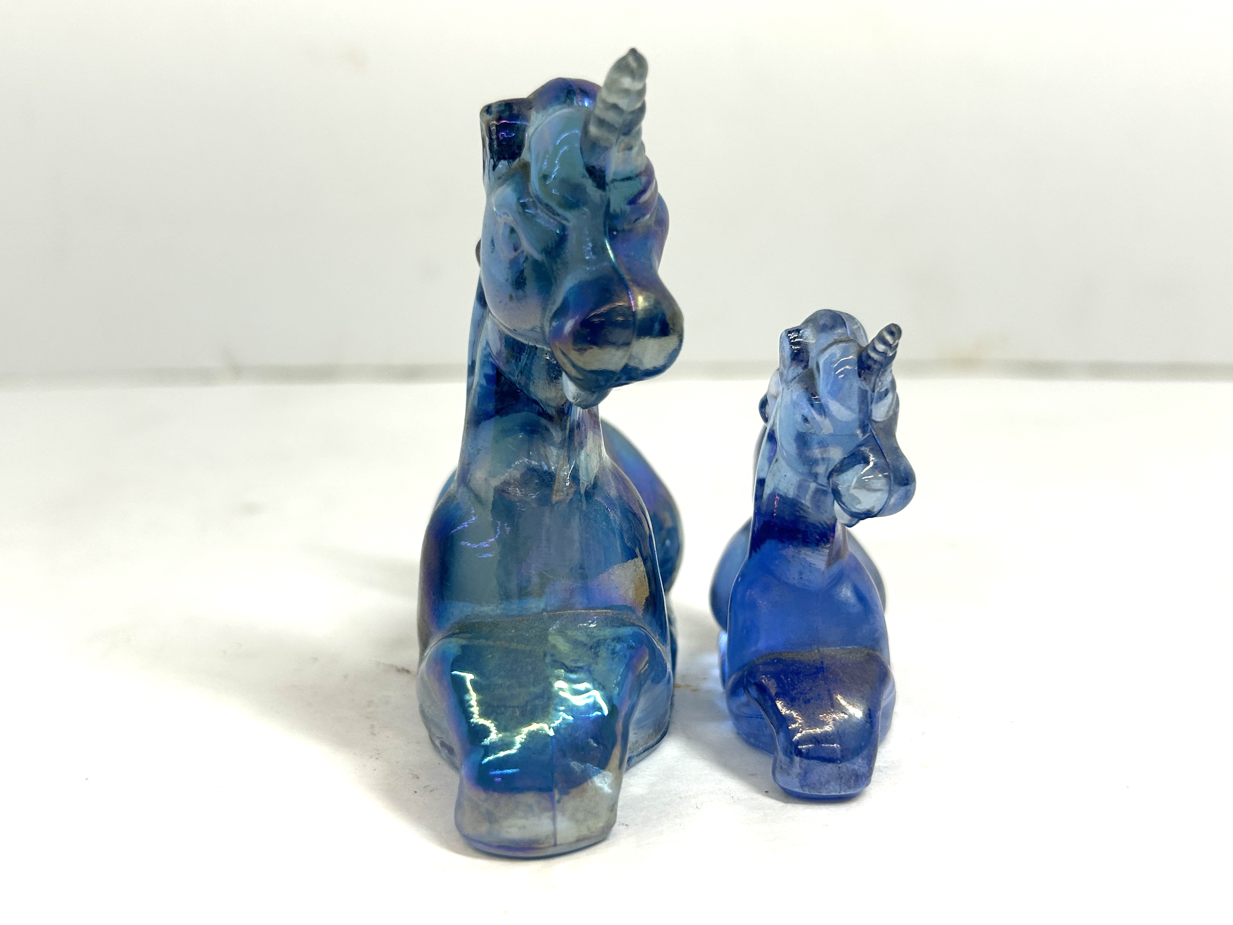 BOYD BLUE GLASS UNICORNS LATE 20TH CENTURY