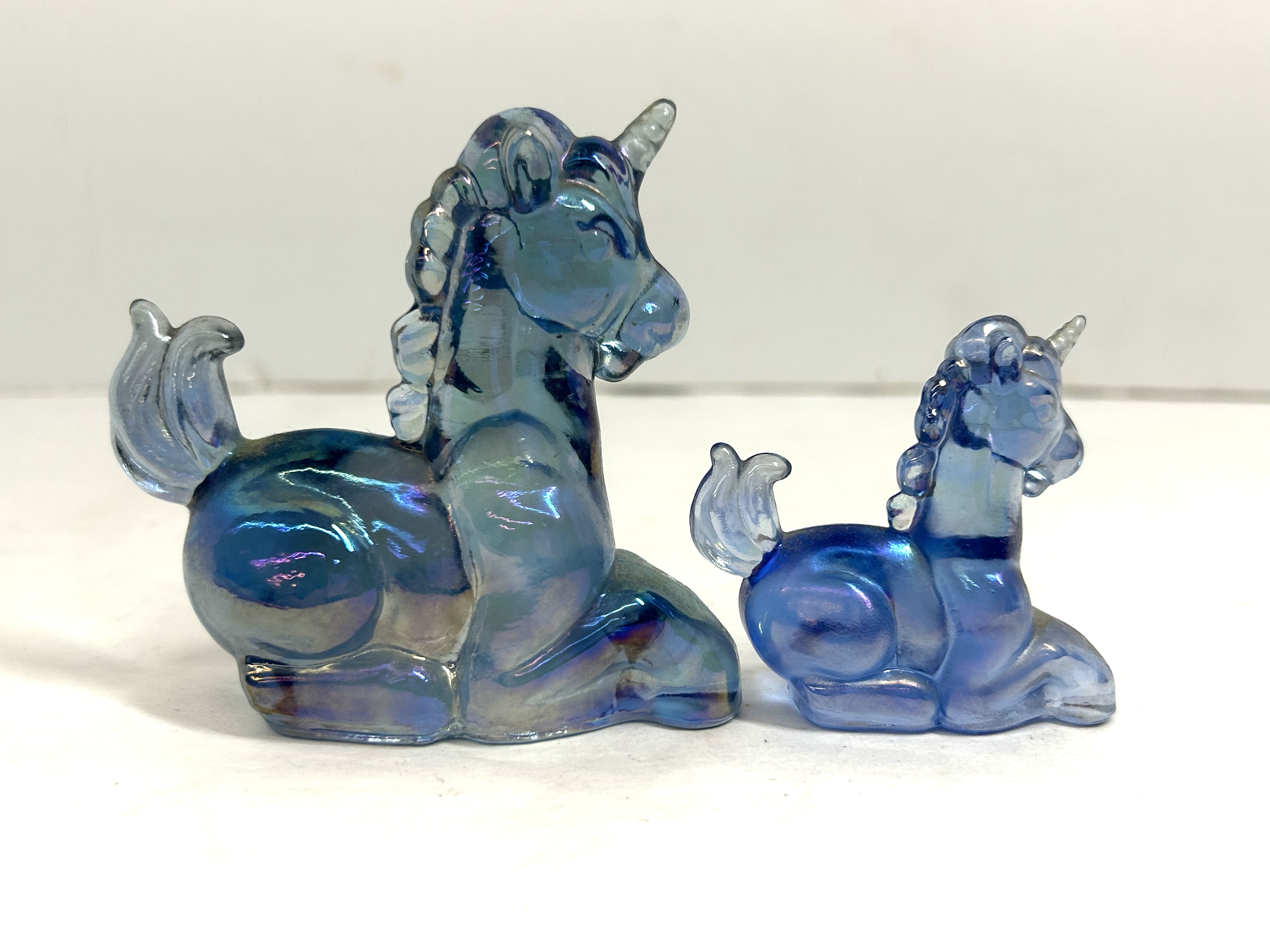 BOYD BLUE GLASS UNICORNS LATE 20TH CENTURY
