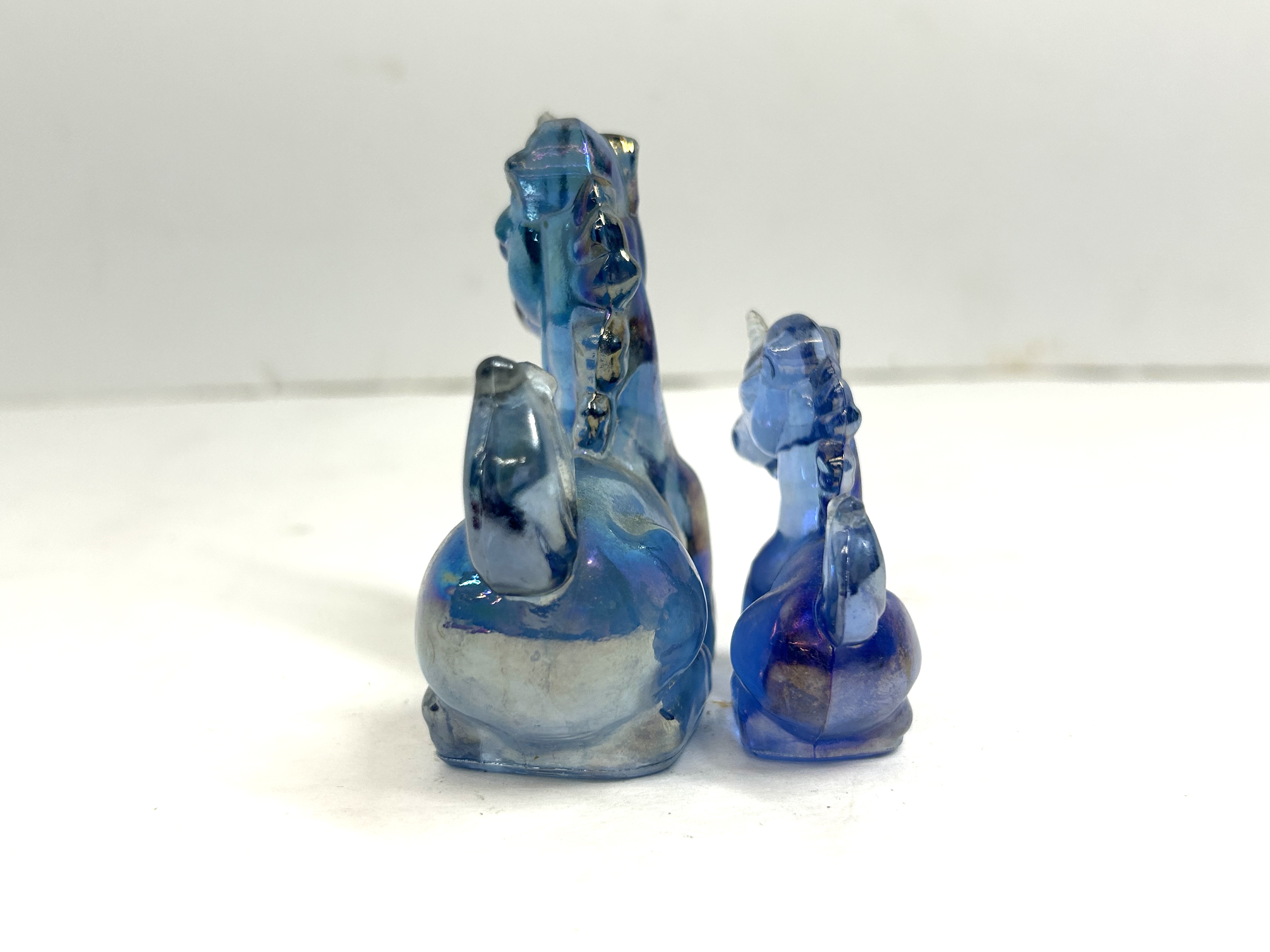 BOYD BLUE GLASS UNICORNS LATE 20TH CENTURY