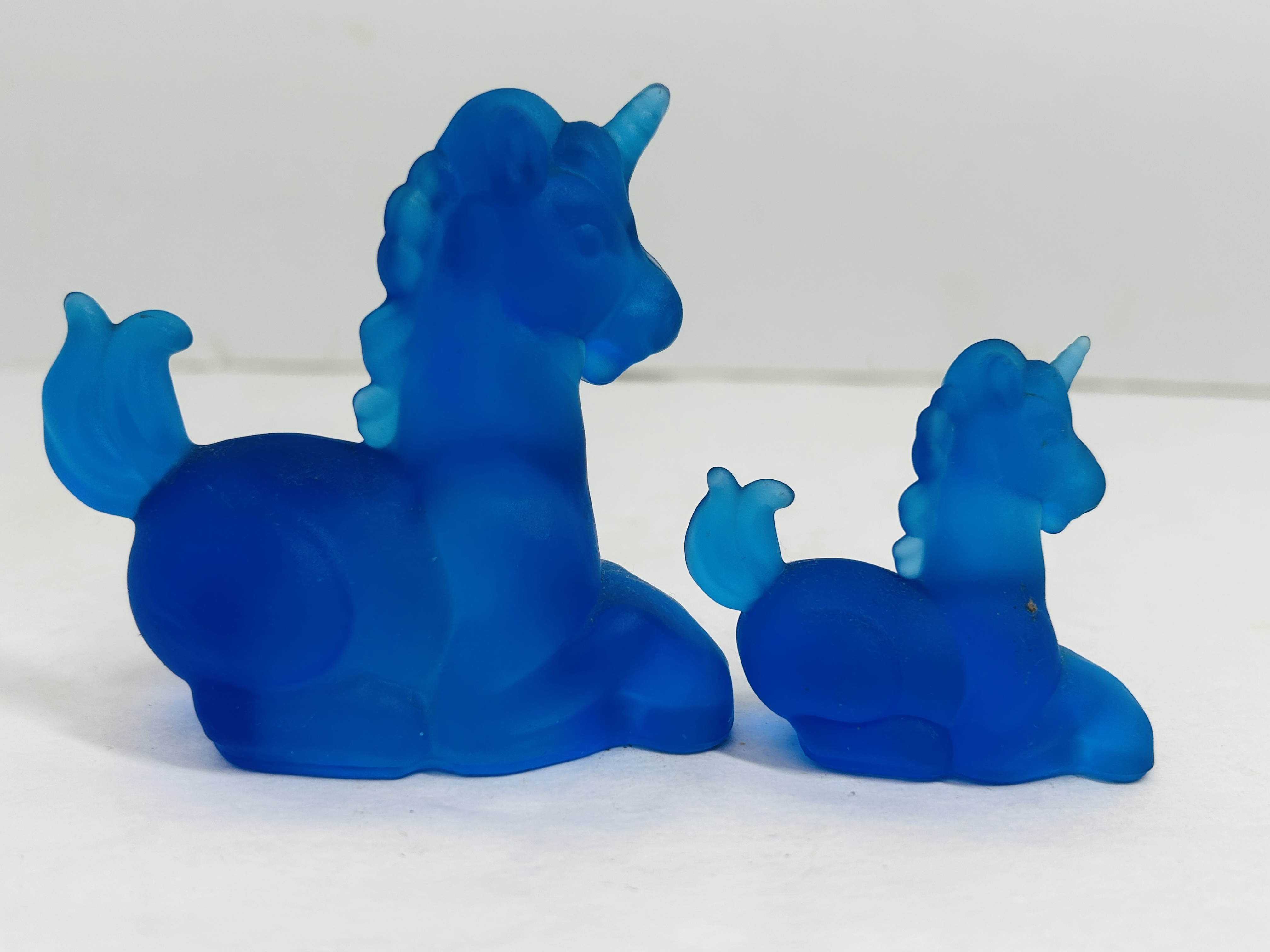 BOYD FROSTED BLUE GLASS UNICORNS