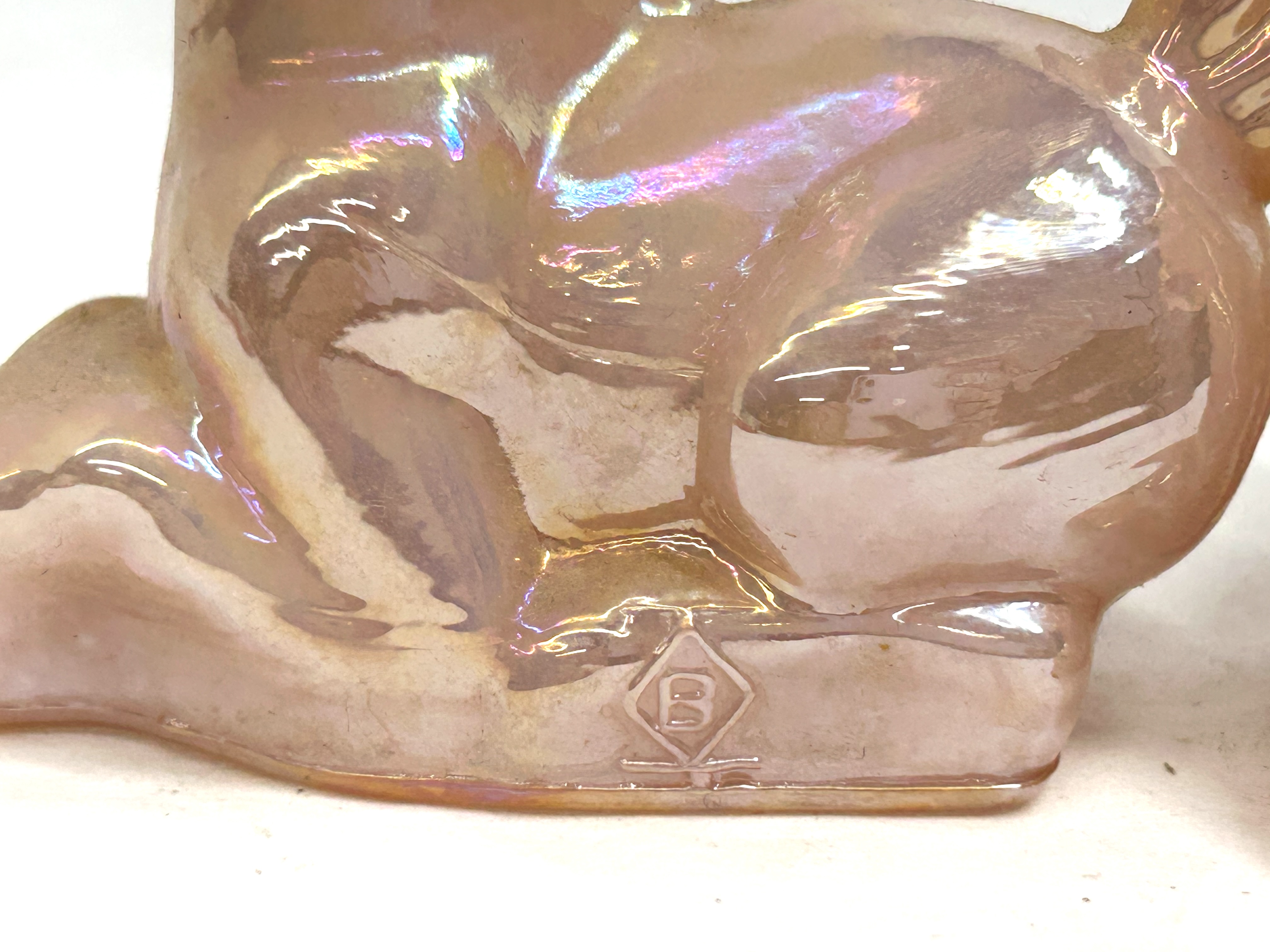 BOYD IRIDESCENT PINK GLASS UNICORNS, 1983-1988
