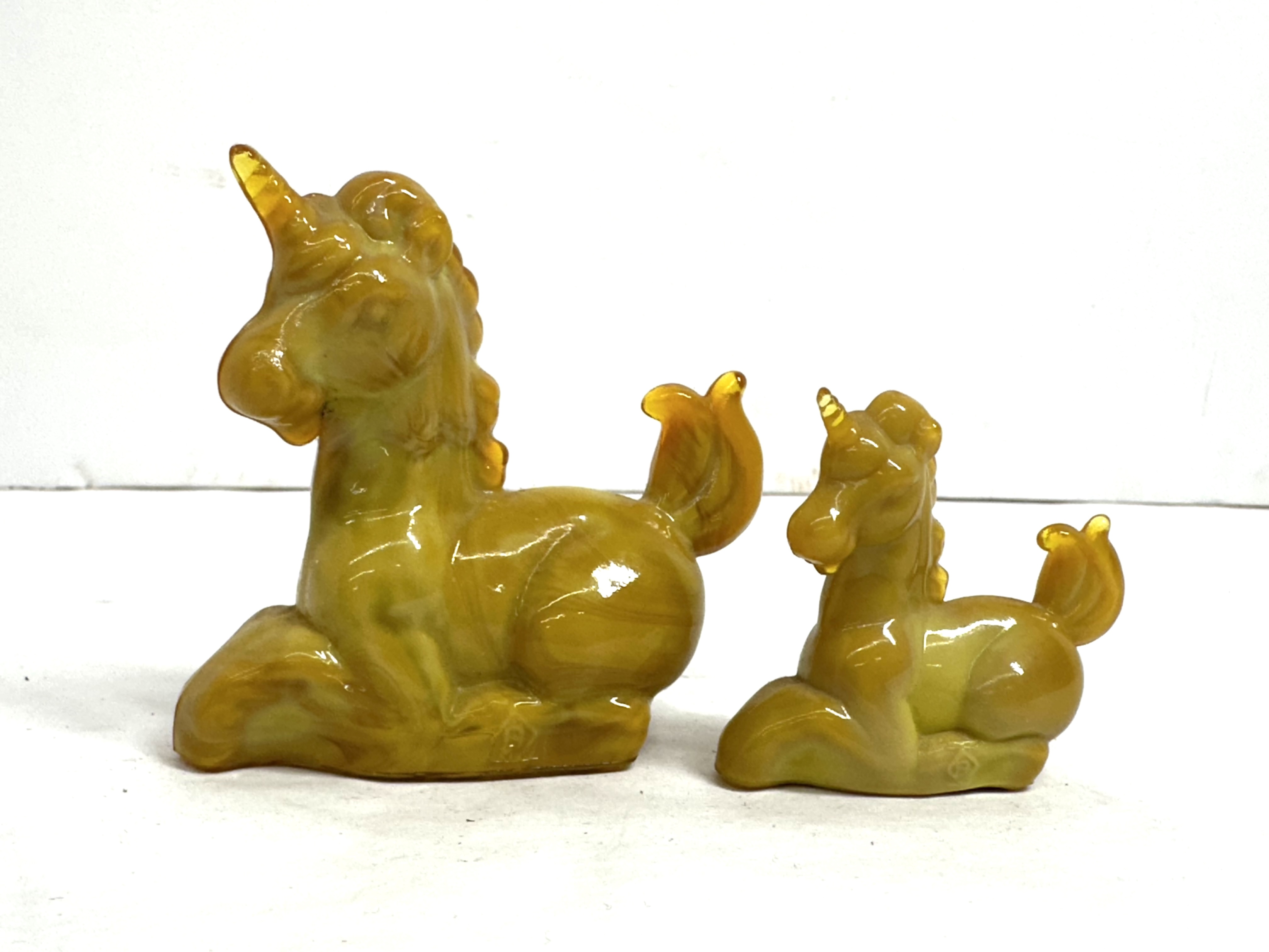 BOYD SLAG GLASS UNICORNS, CIRCA 1980S