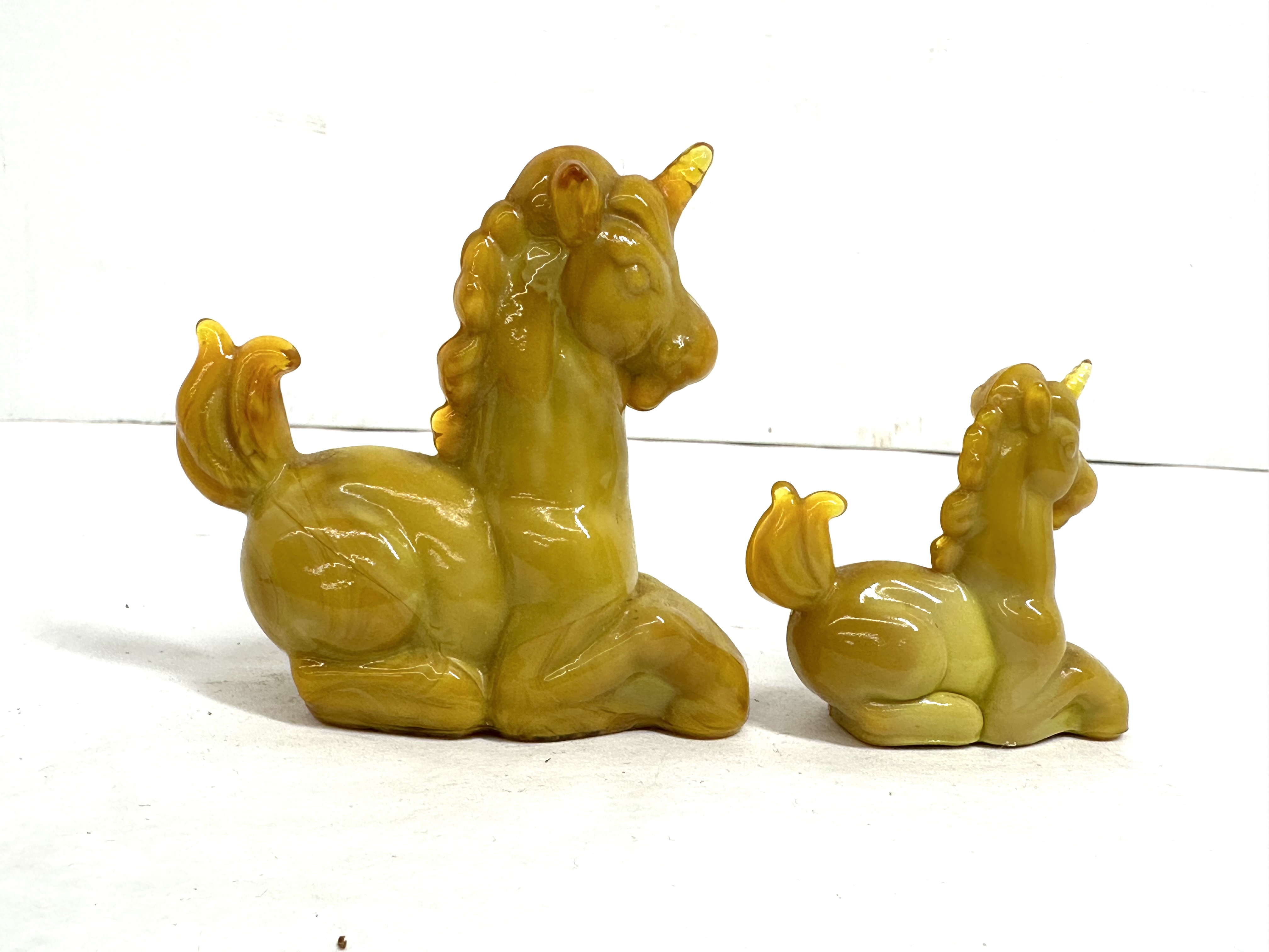 BOYD SLAG GLASS UNICORNS, CIRCA 1980S