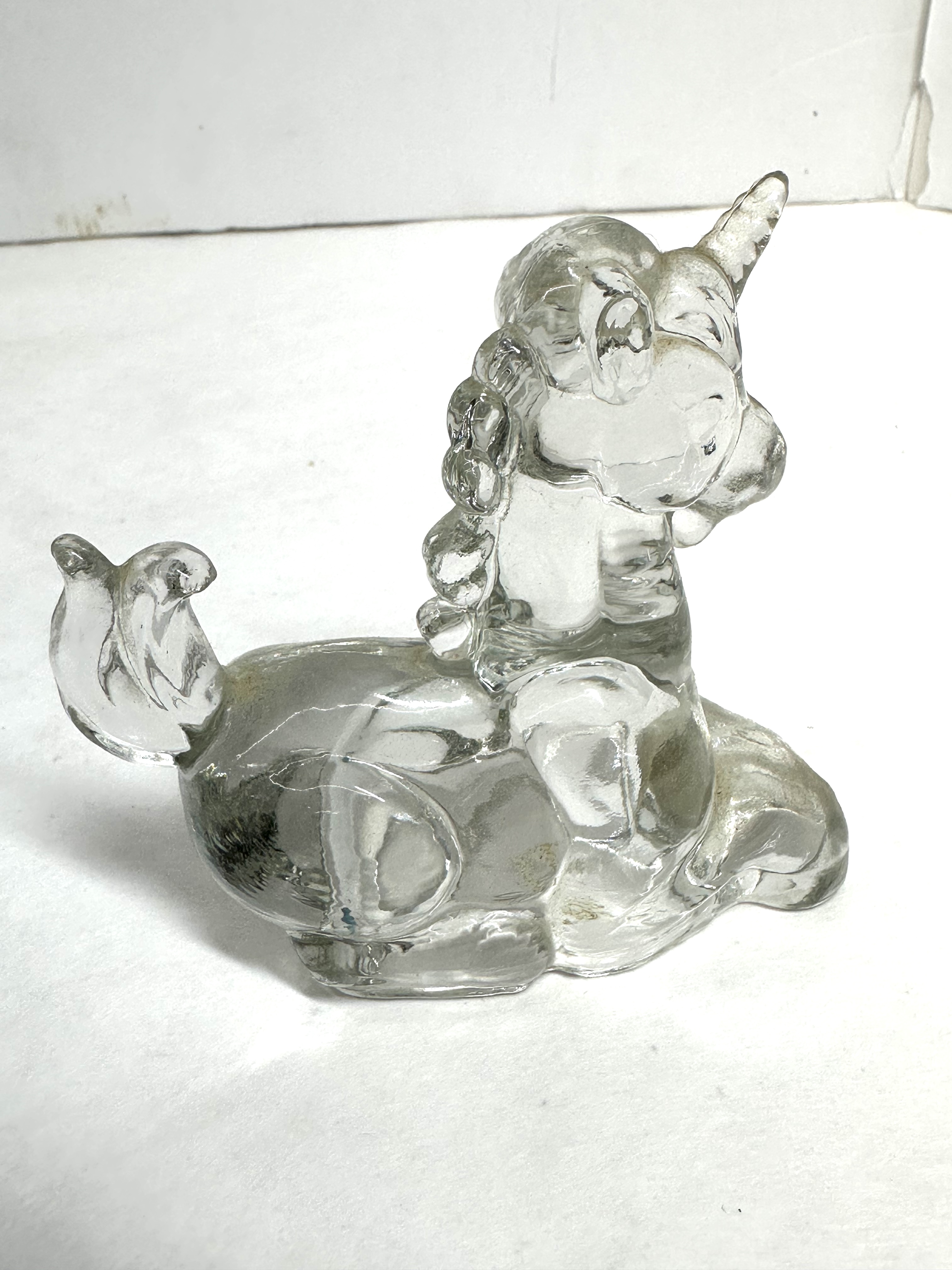 CLEAR PRESSED GLASS UNICORN FIGURINE RARE