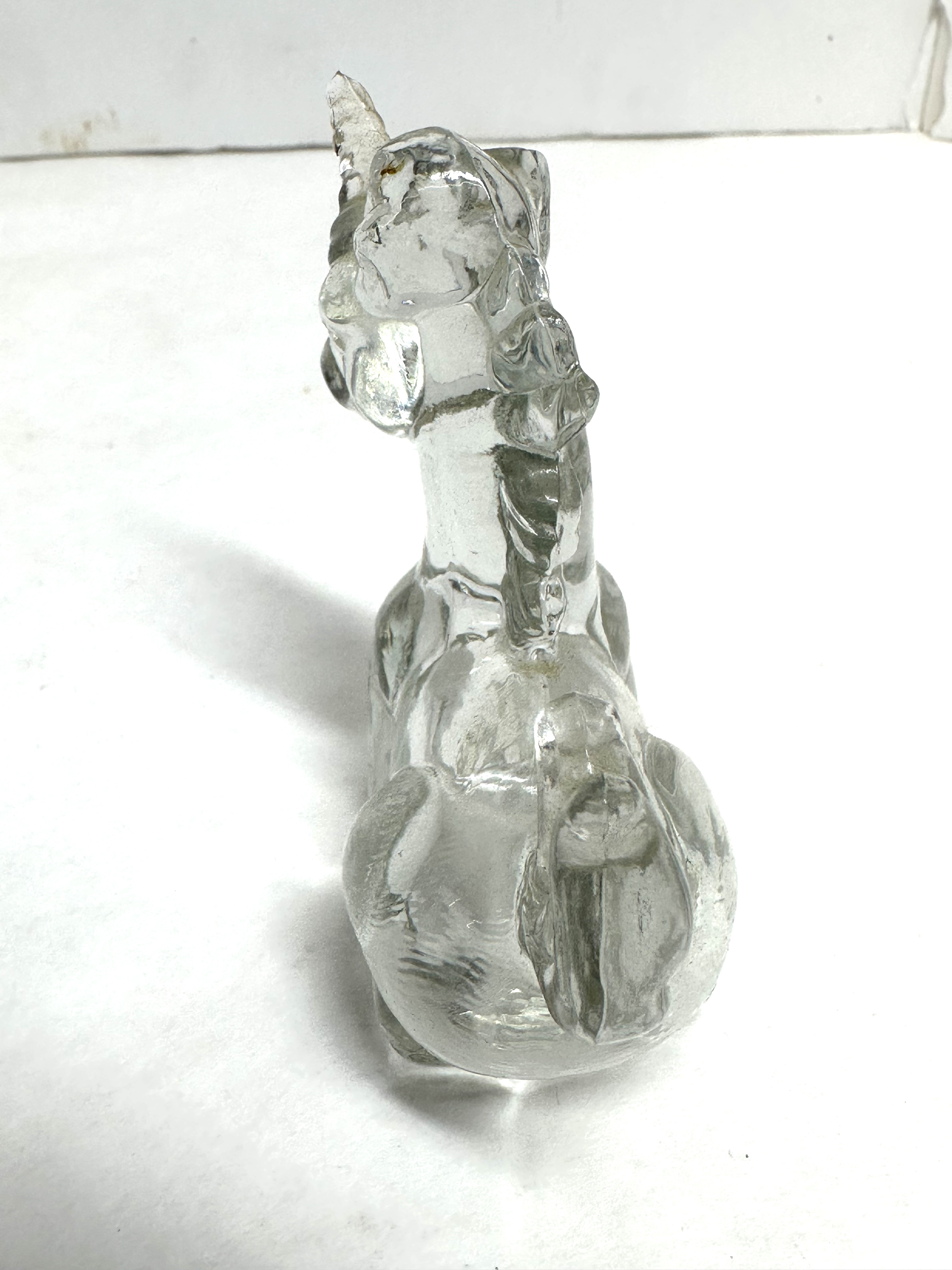 CLEAR PRESSED GLASS UNICORN FIGURINE RARE