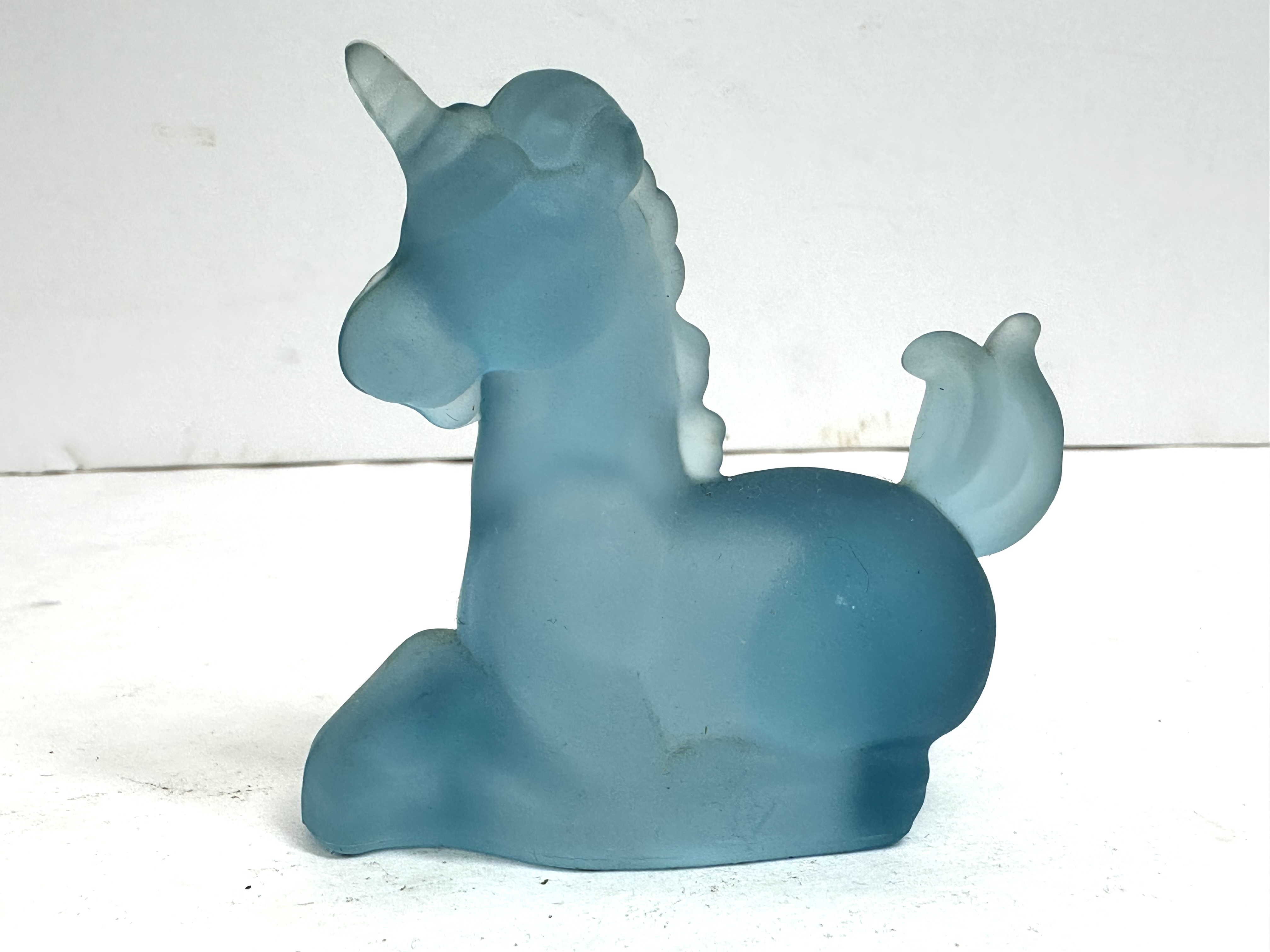 BOYD BLUE FROSTED GLASS UNICORN RARE