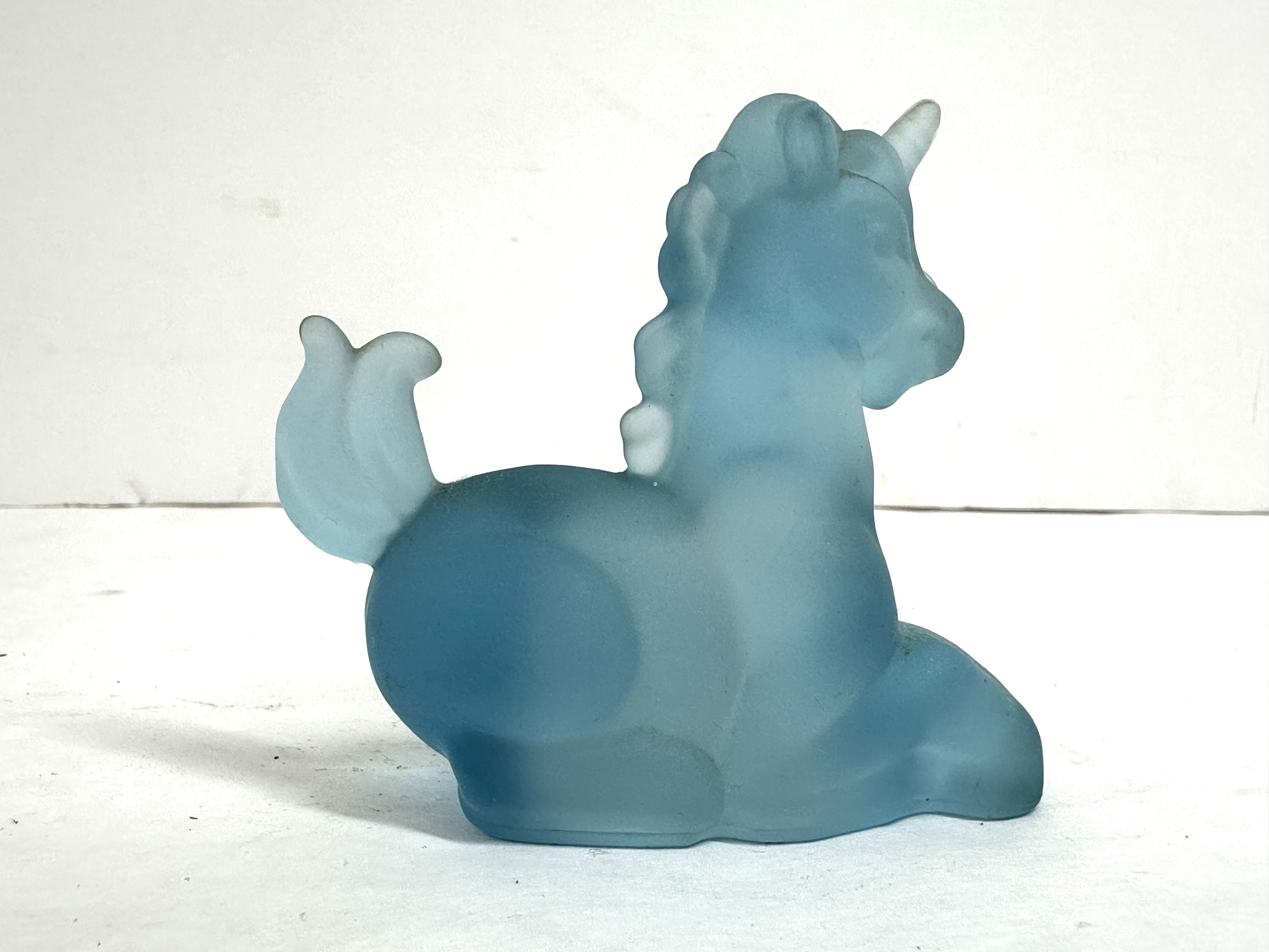 BOYD BLUE FROSTED GLASS UNICORN RARE