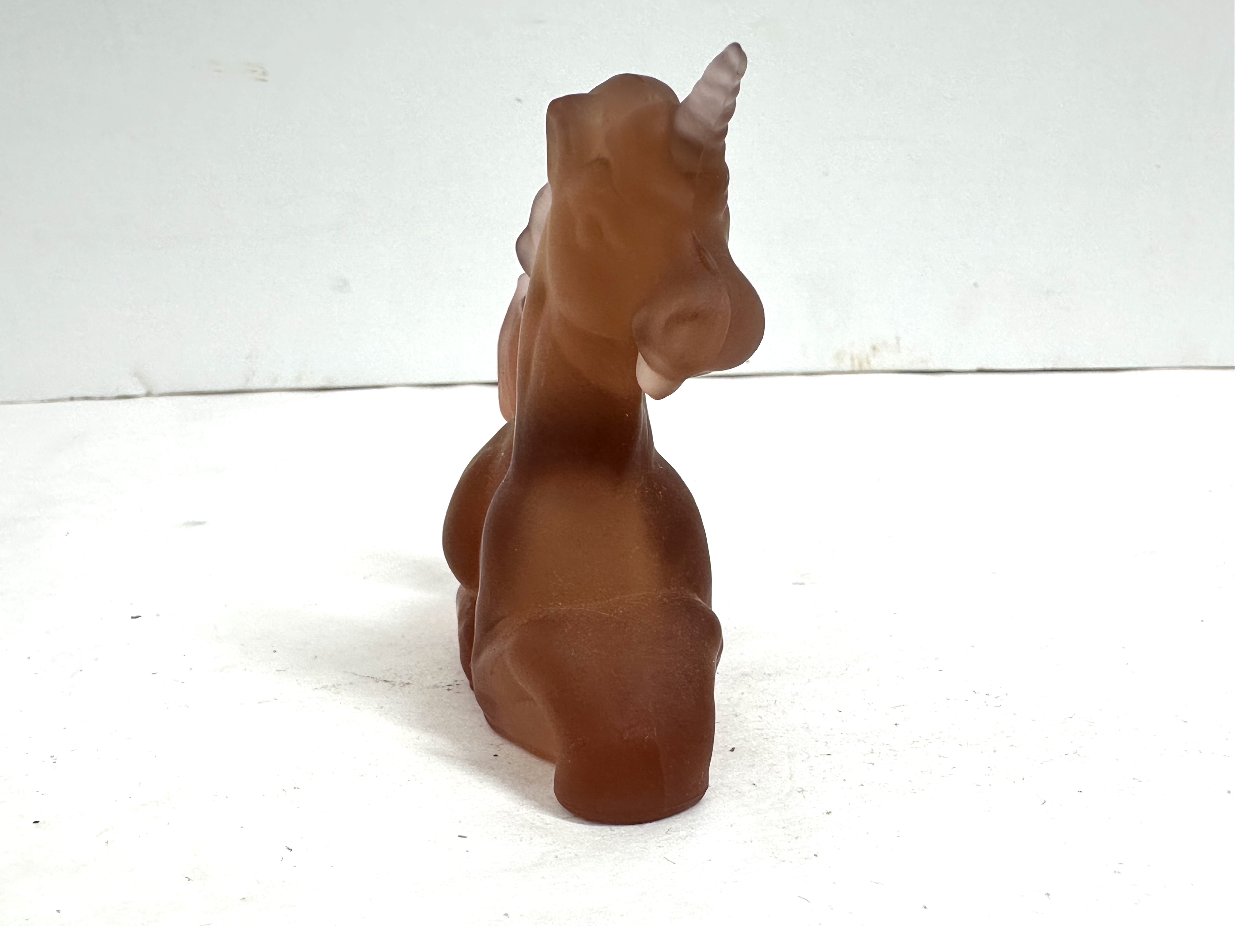 BOYD PEACH SATIN GLASS UNICORN FIGURINE RARE