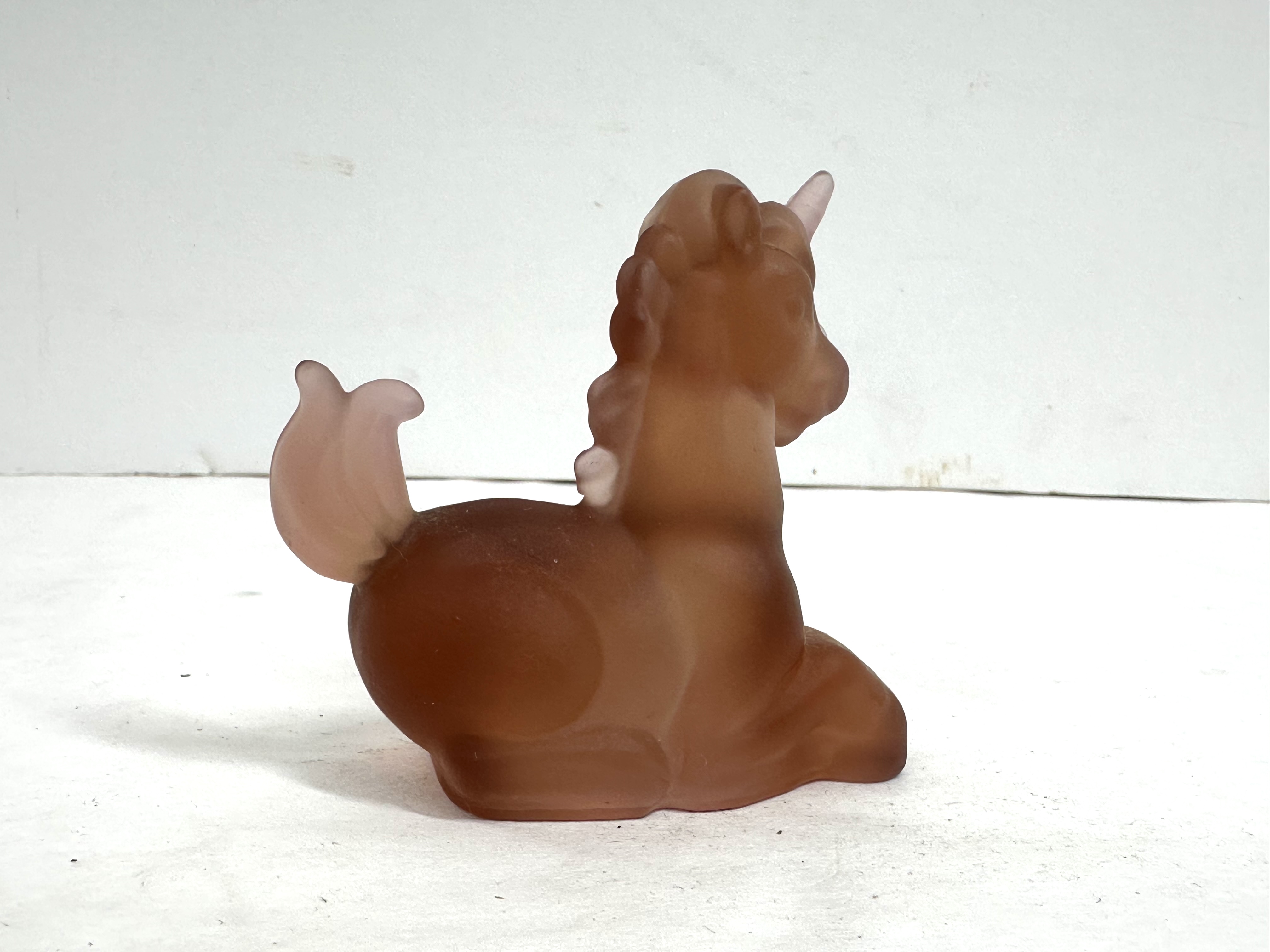 BOYD PEACH SATIN GLASS UNICORN FIGURINE RARE