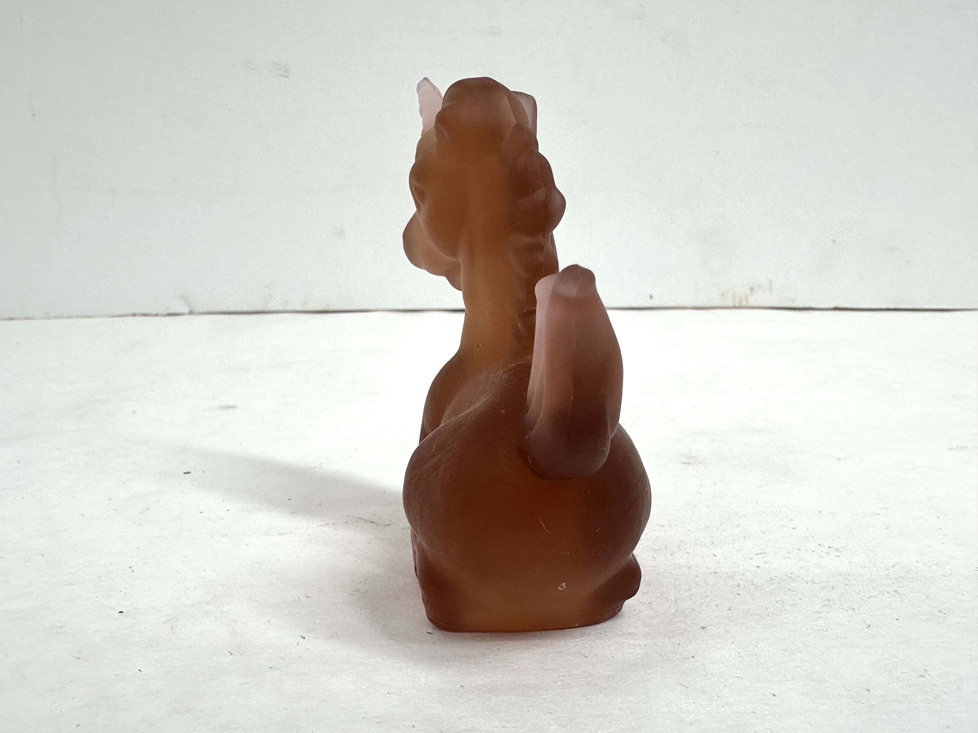 BOYD PEACH SATIN GLASS UNICORN FIGURINE RARE