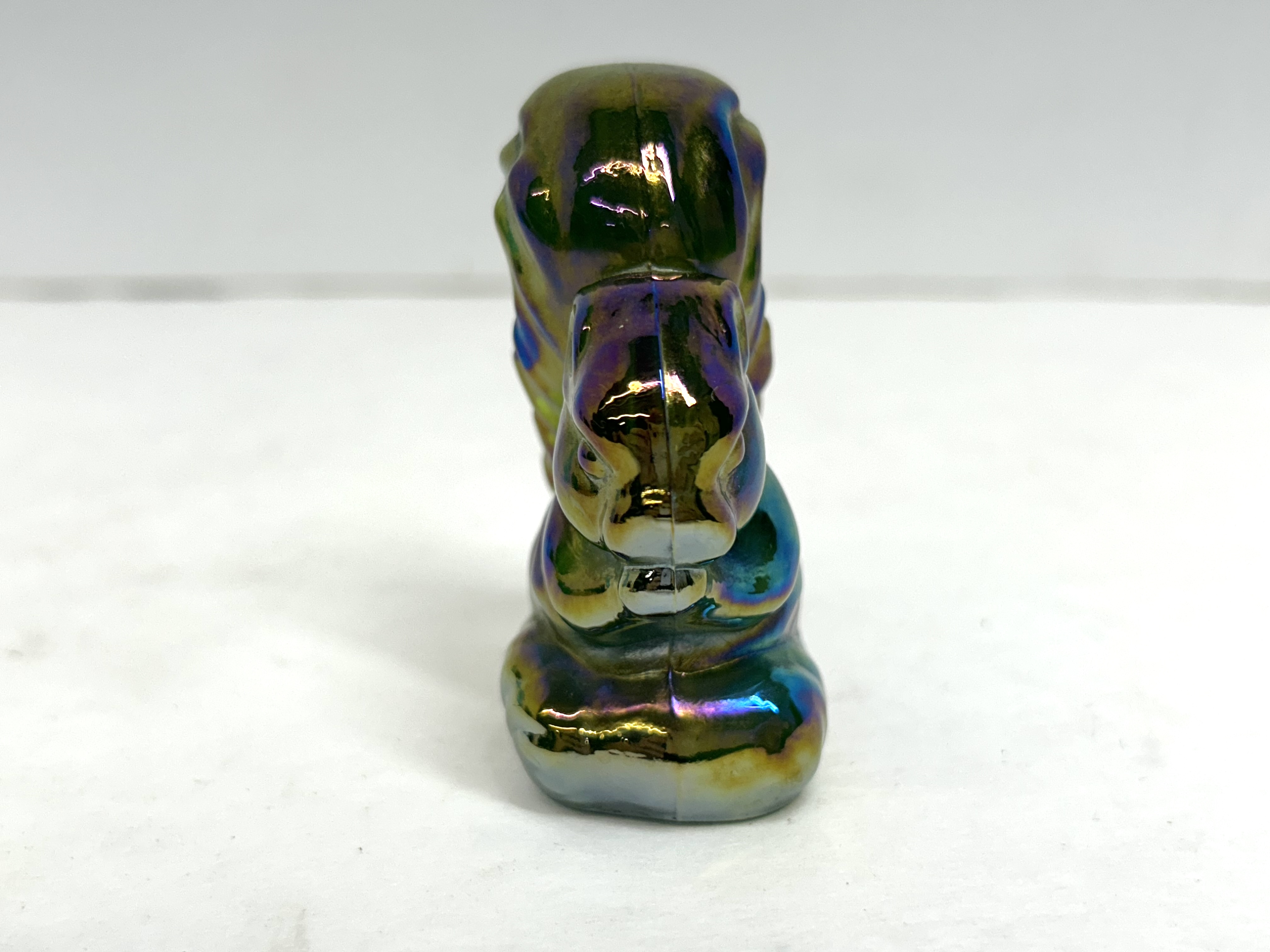 BOYD GREEN CARNIVAL GLASS SQUIRREL, VINTAGE