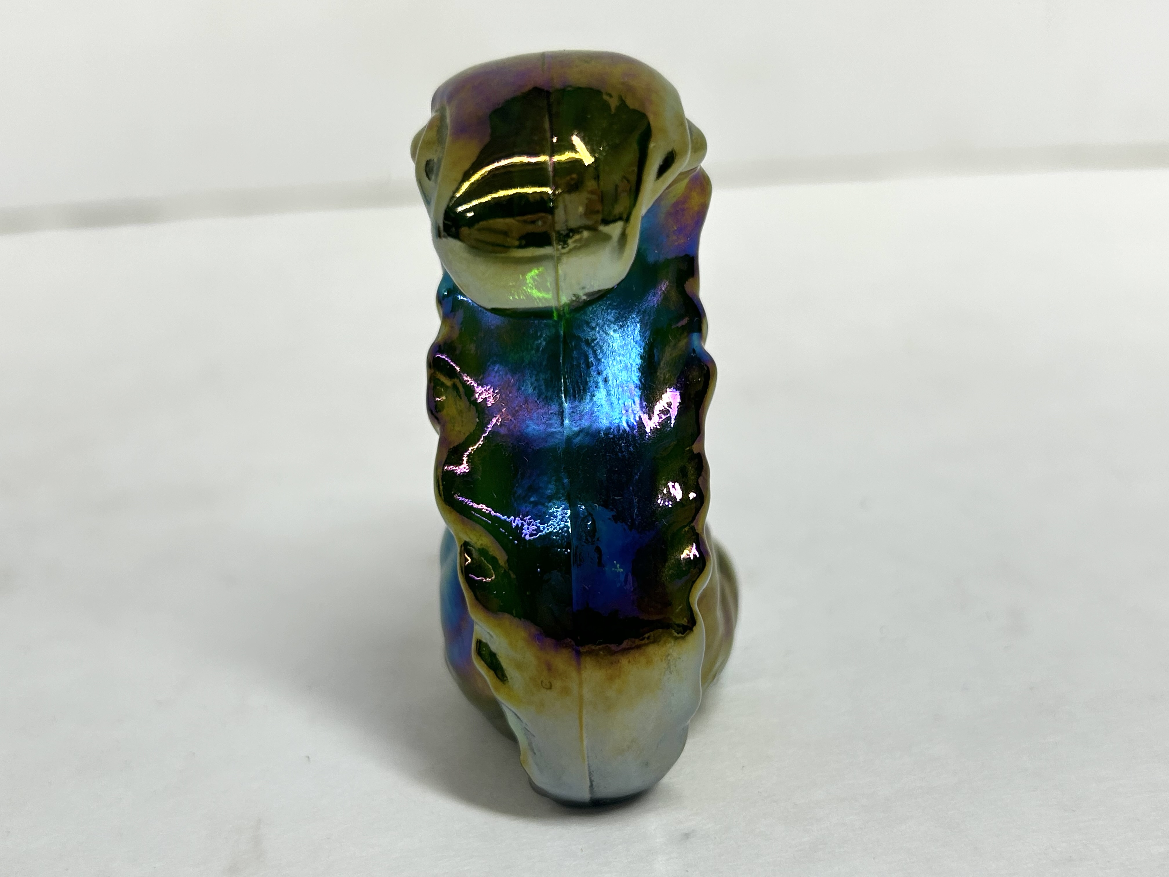 BOYD GREEN CARNIVAL GLASS SQUIRREL, VINTAGE