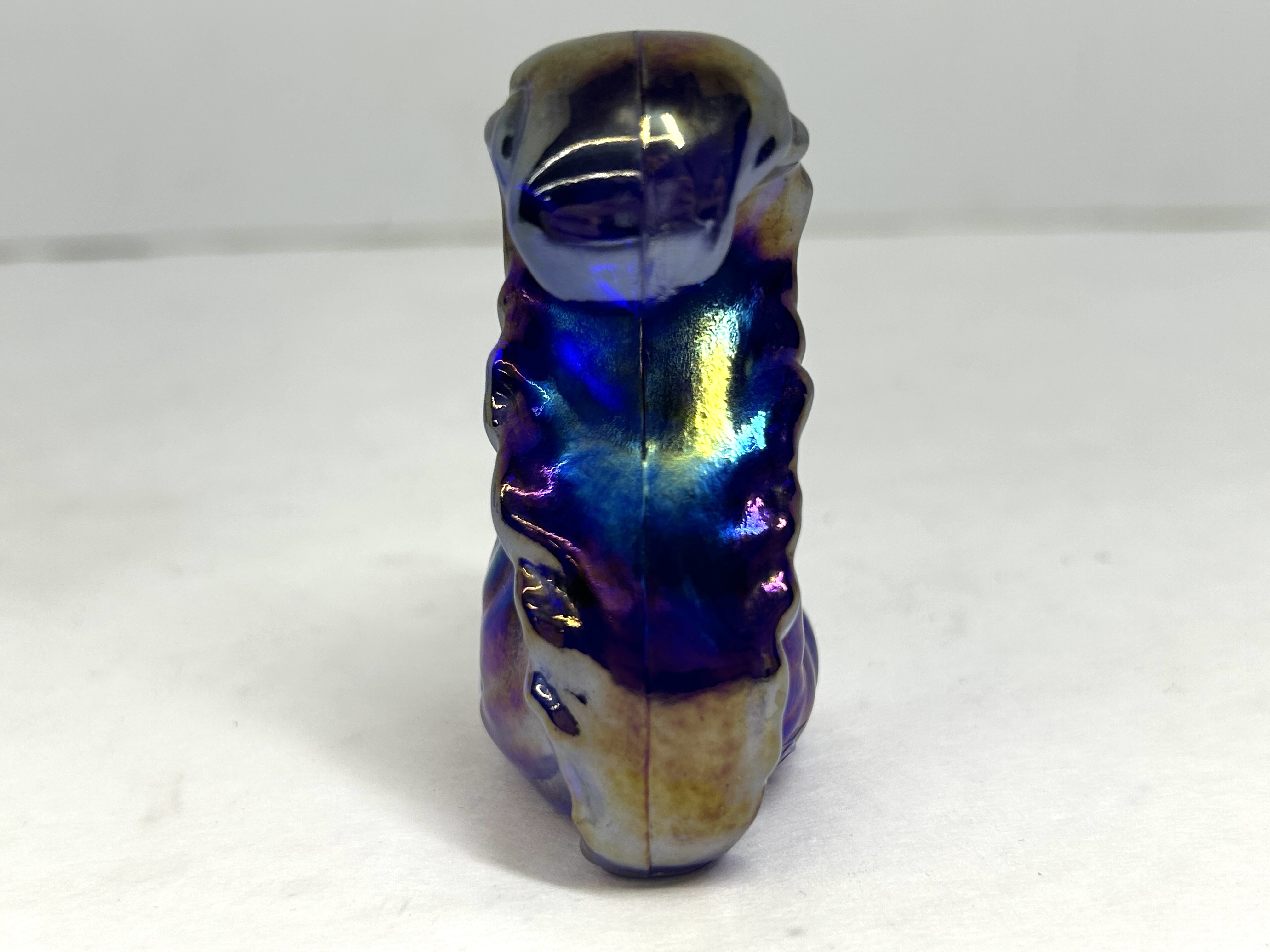 VIBRANT BLUE CARNIVAL BOYD SQUIRREL, MID-20TH CENTURY