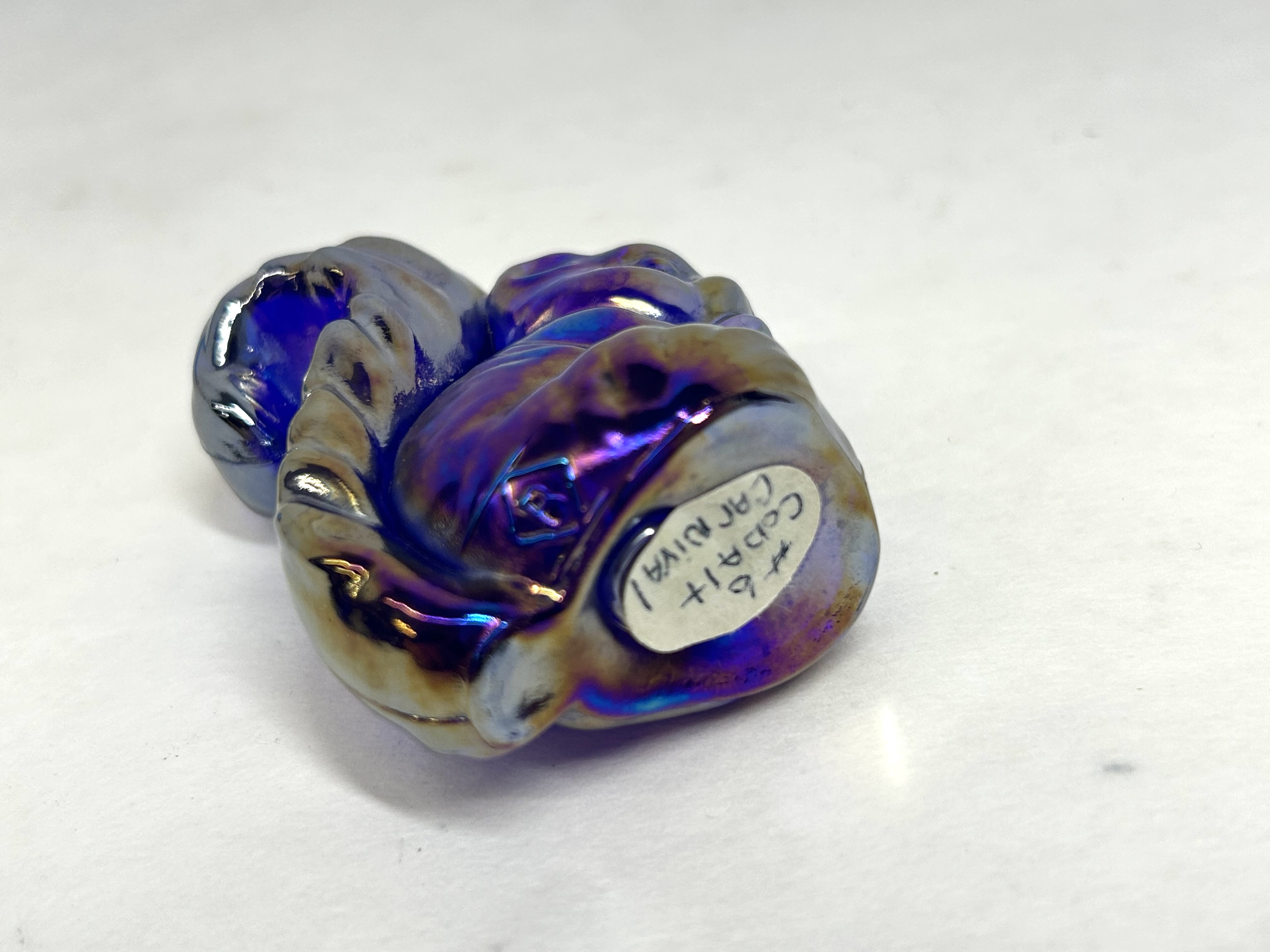 VIBRANT BLUE CARNIVAL BOYD SQUIRREL, MID-20TH CENTURY