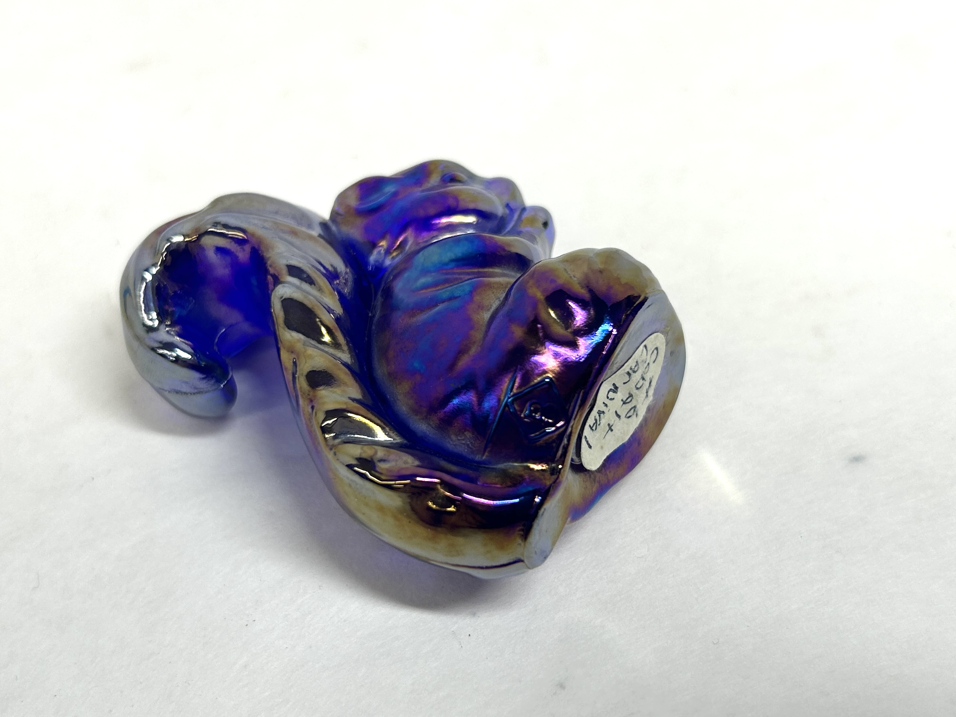 VIBRANT BLUE CARNIVAL BOYD SQUIRREL, MID-20TH CENTURY