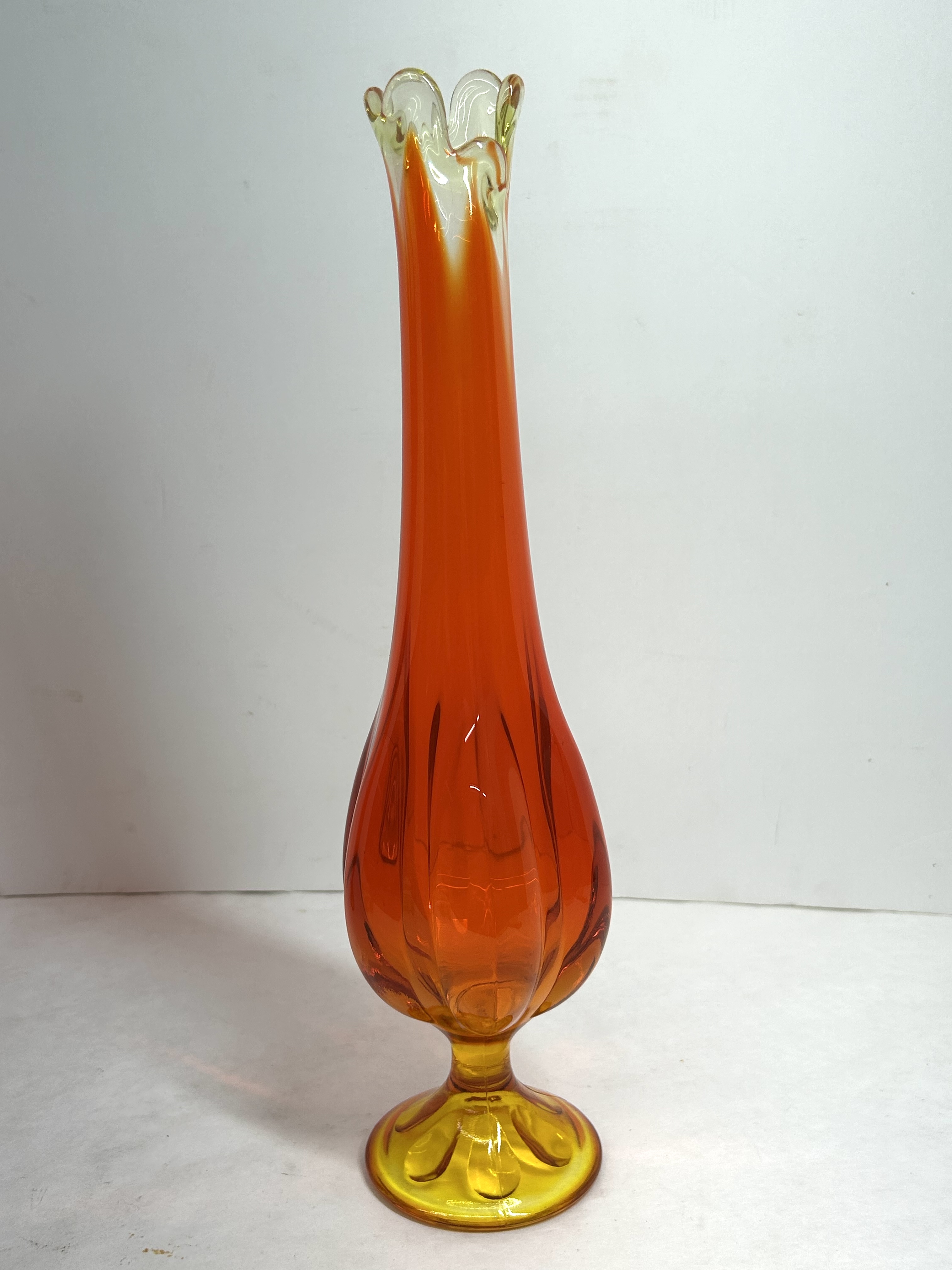 VIKING PERSIMMON SWUNG GLASS VASE, 1960S