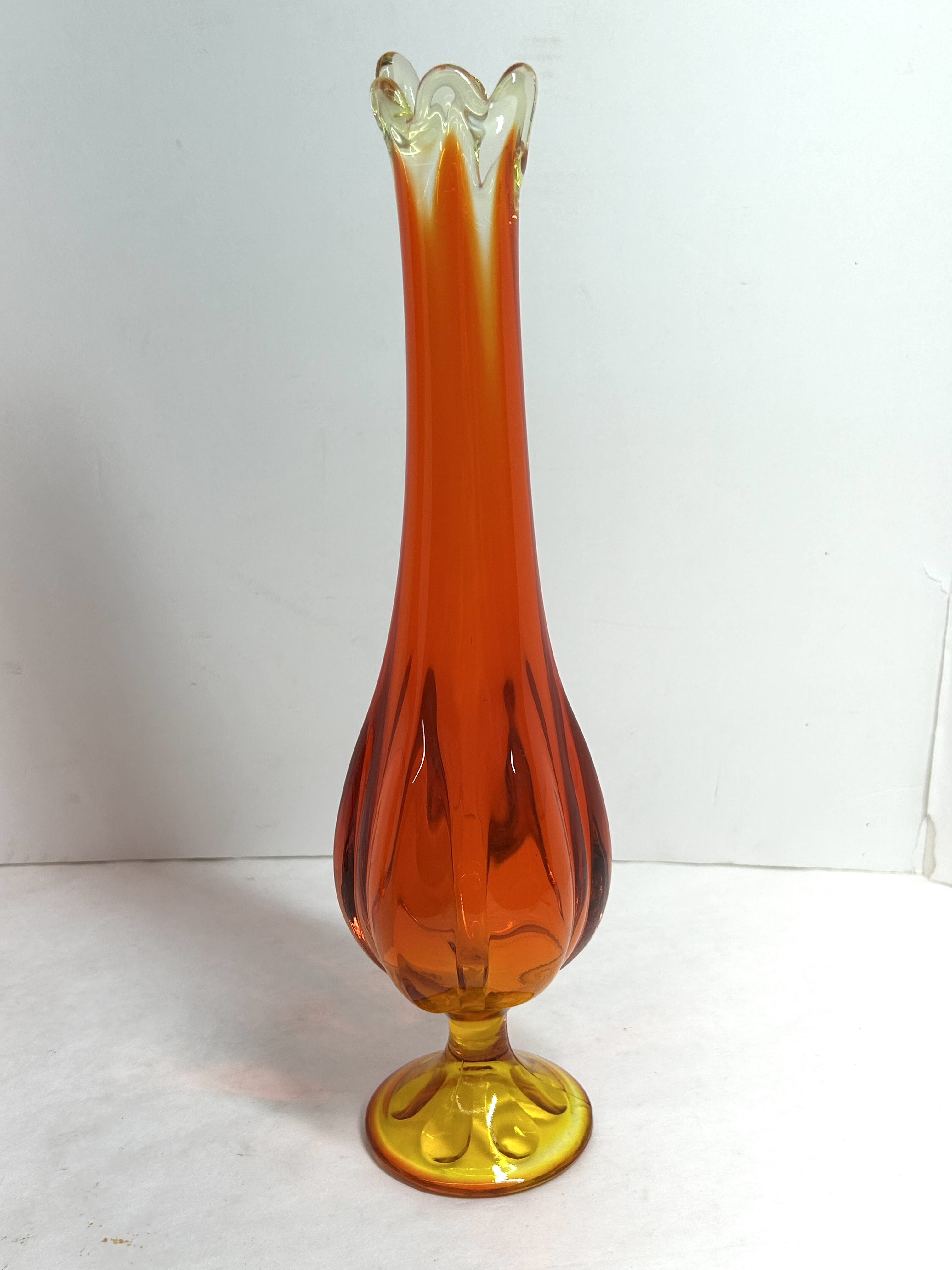 VIKING PERSIMMON SWUNG GLASS VASE, 1960S