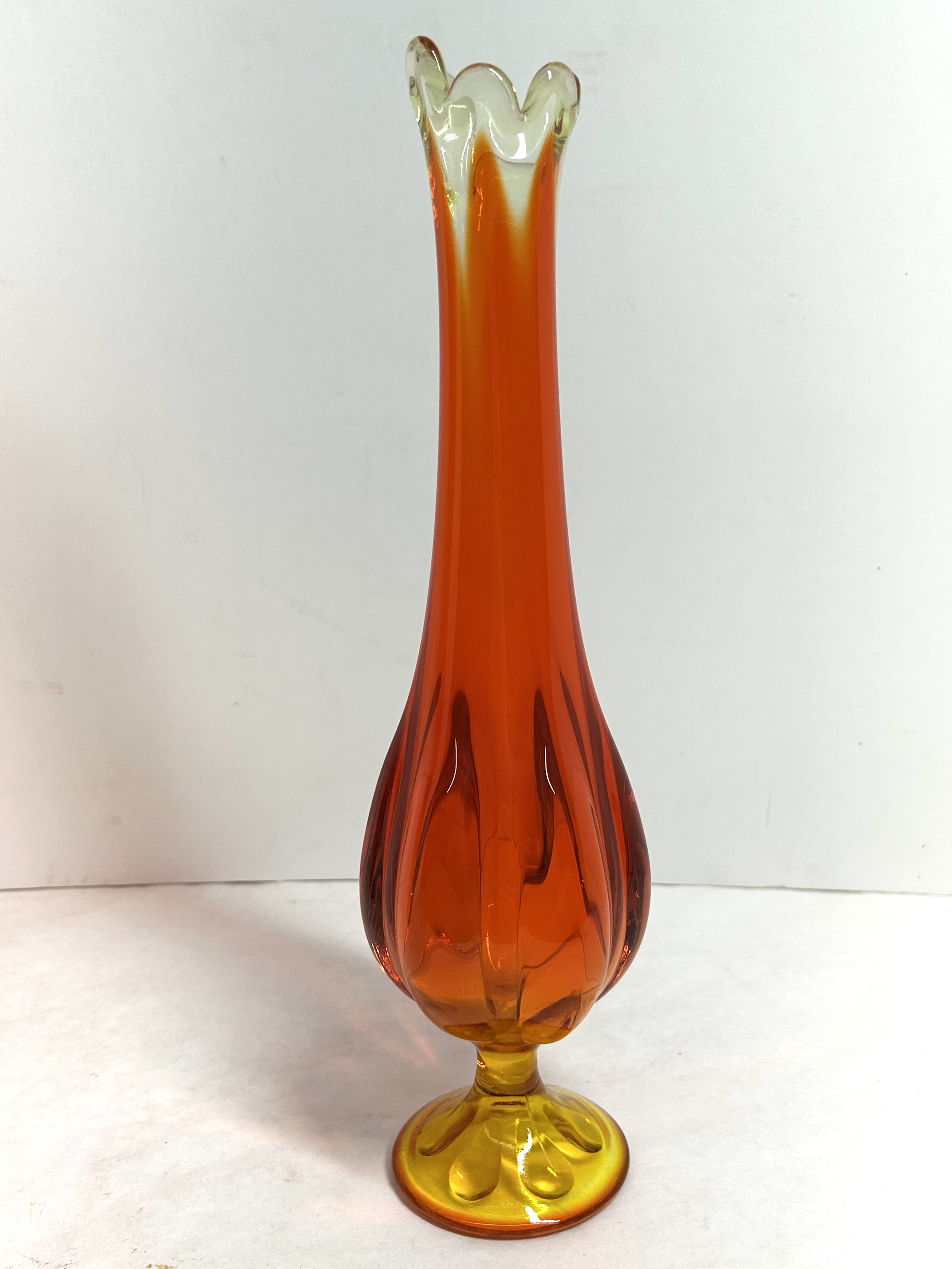 VIKING PERSIMMON SWUNG GLASS VASE, 1960S