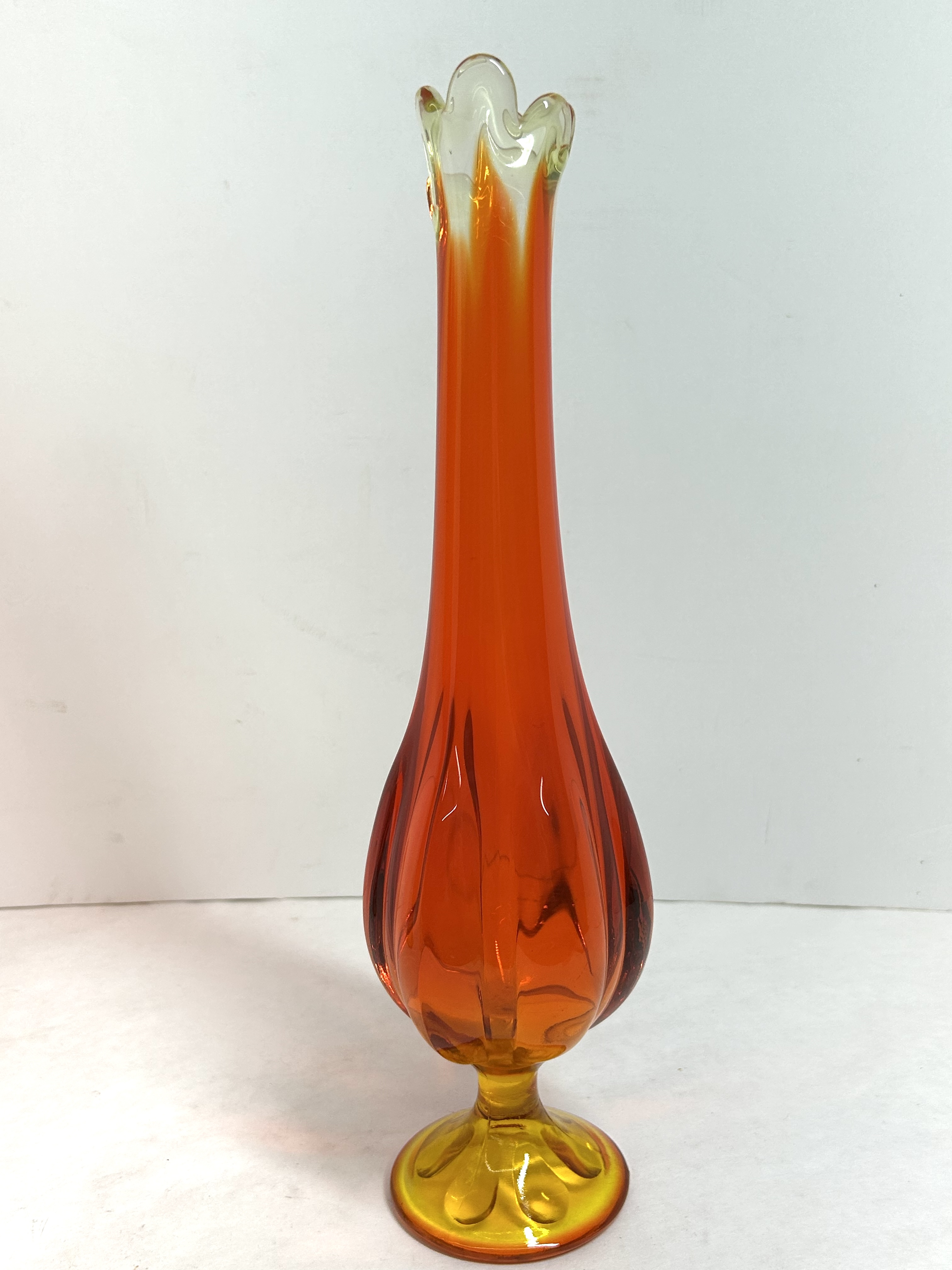 VIKING PERSIMMON SWUNG GLASS VASE, 1960S